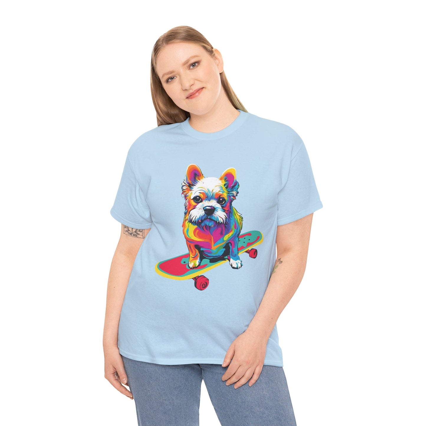 T-shirt de sport Flashlander avec chien skateboardant Pop Art