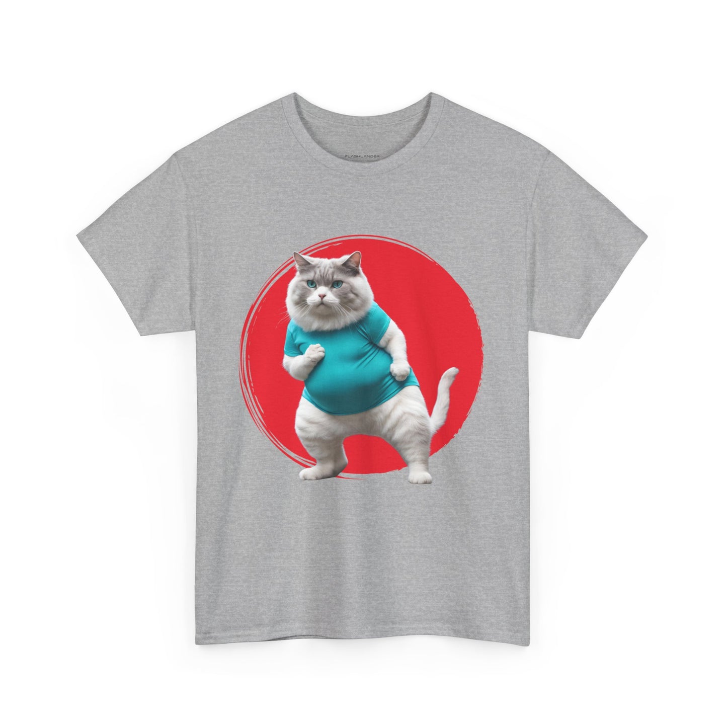 Camiseta de gimnasio Flashlander con divertido gato gordo de karate