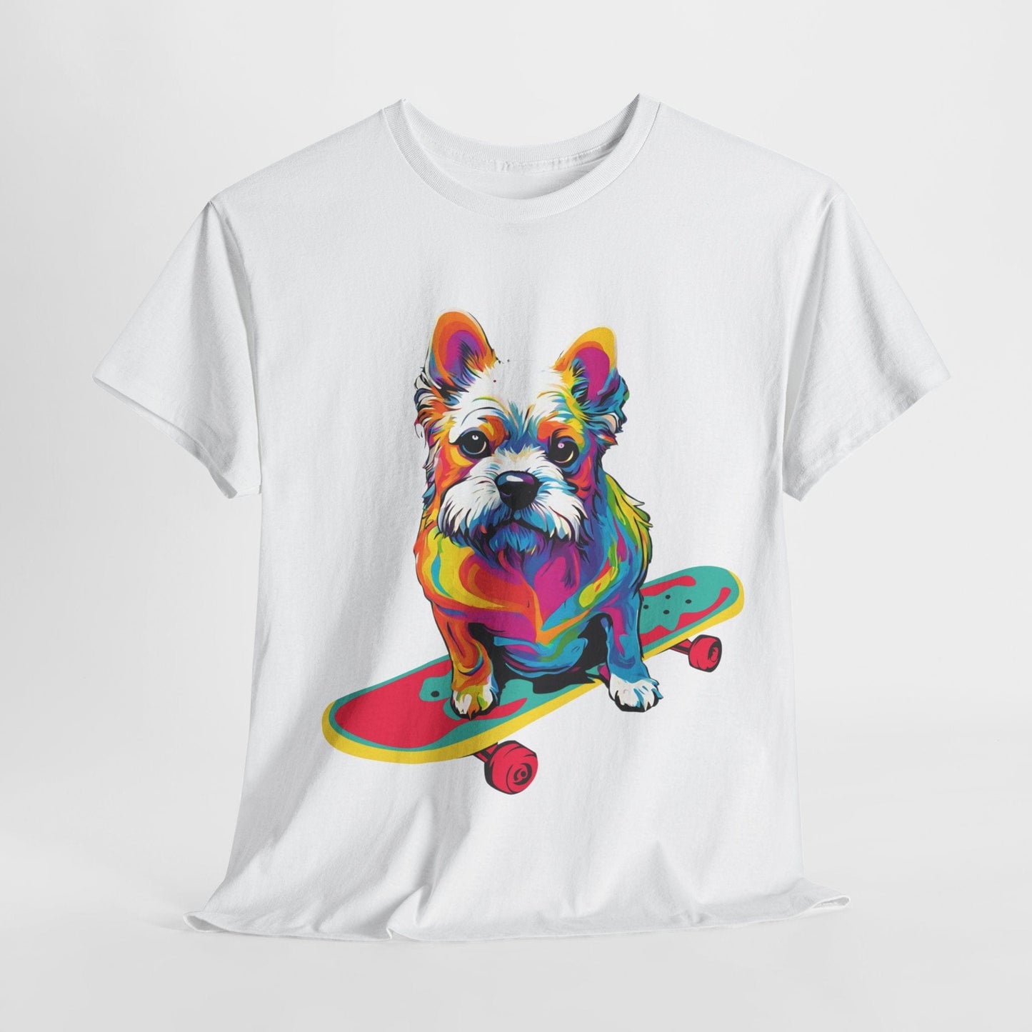 T-shirt de sport Flashlander avec chien skateboardant Pop Art