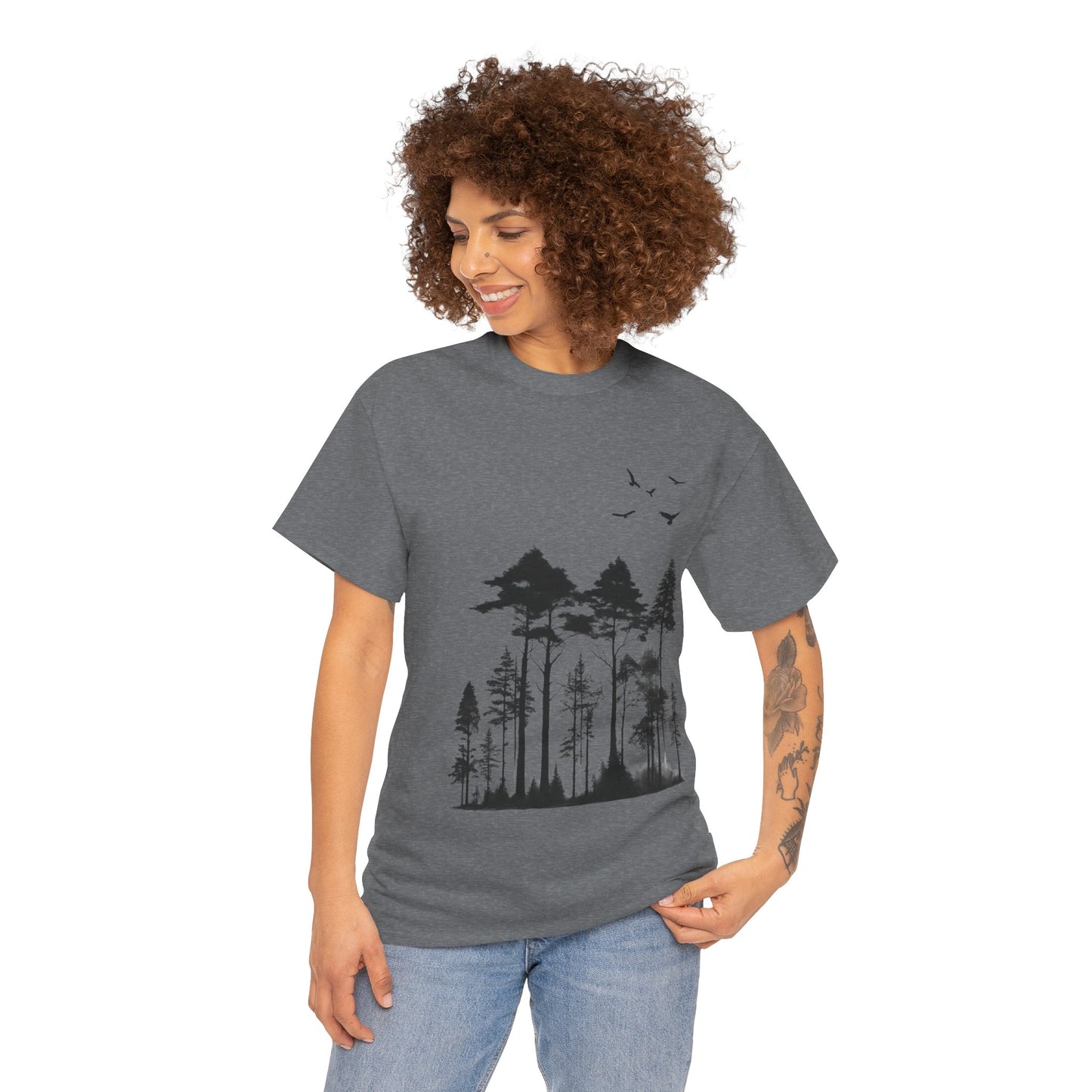 Camisa del bosque de pinos Camiseta unisex de algodón pesado Flashlander