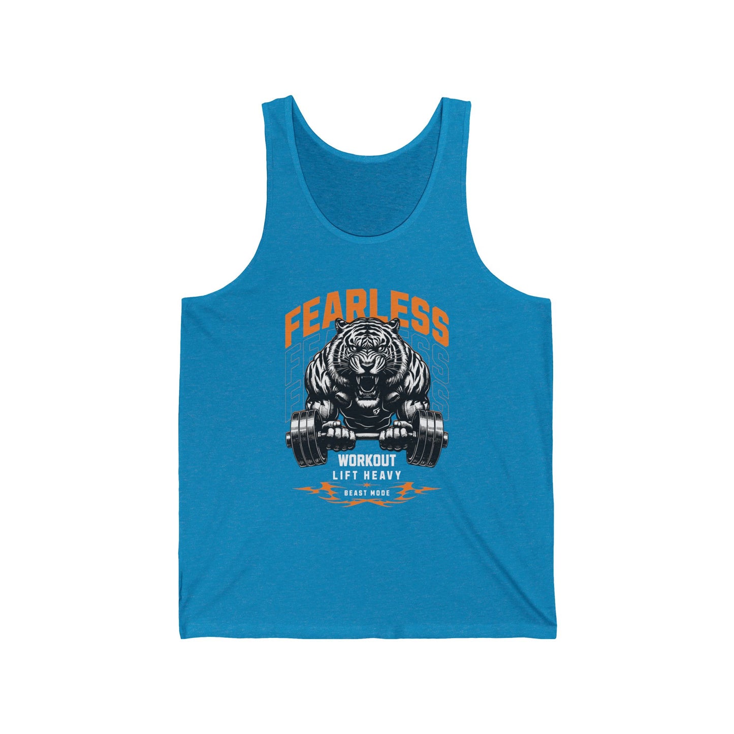 Tiger Fearless Train Like a Beast Gym Rooster Bodybuilding Cotton Unisex Jersey Tank Flashlander Charcoal Black