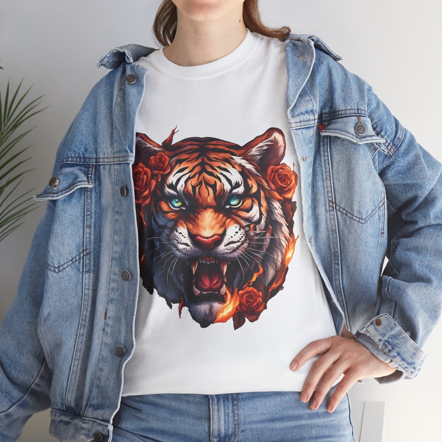 Tiger Flames and Roses T-Shirt Flashlander