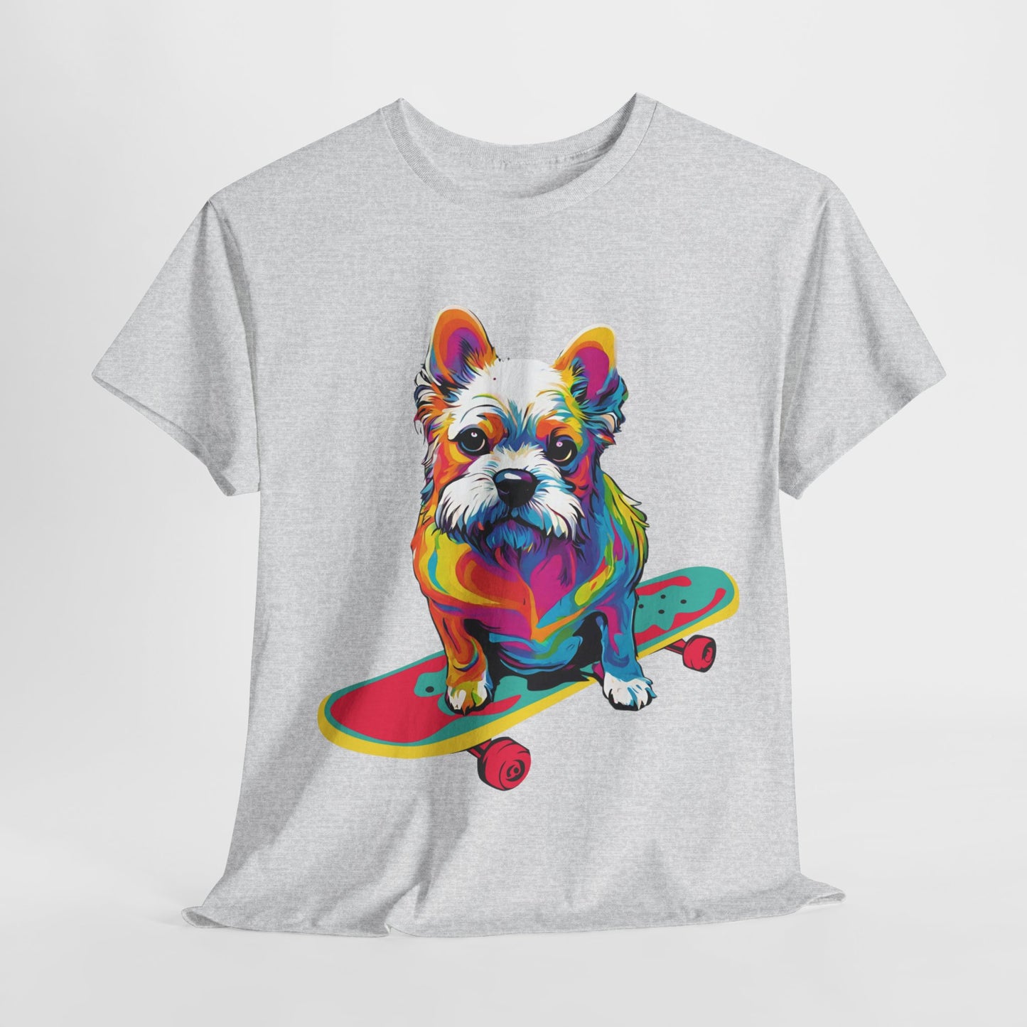 T-shirt de sport Flashlander avec chien skateboardant Pop Art