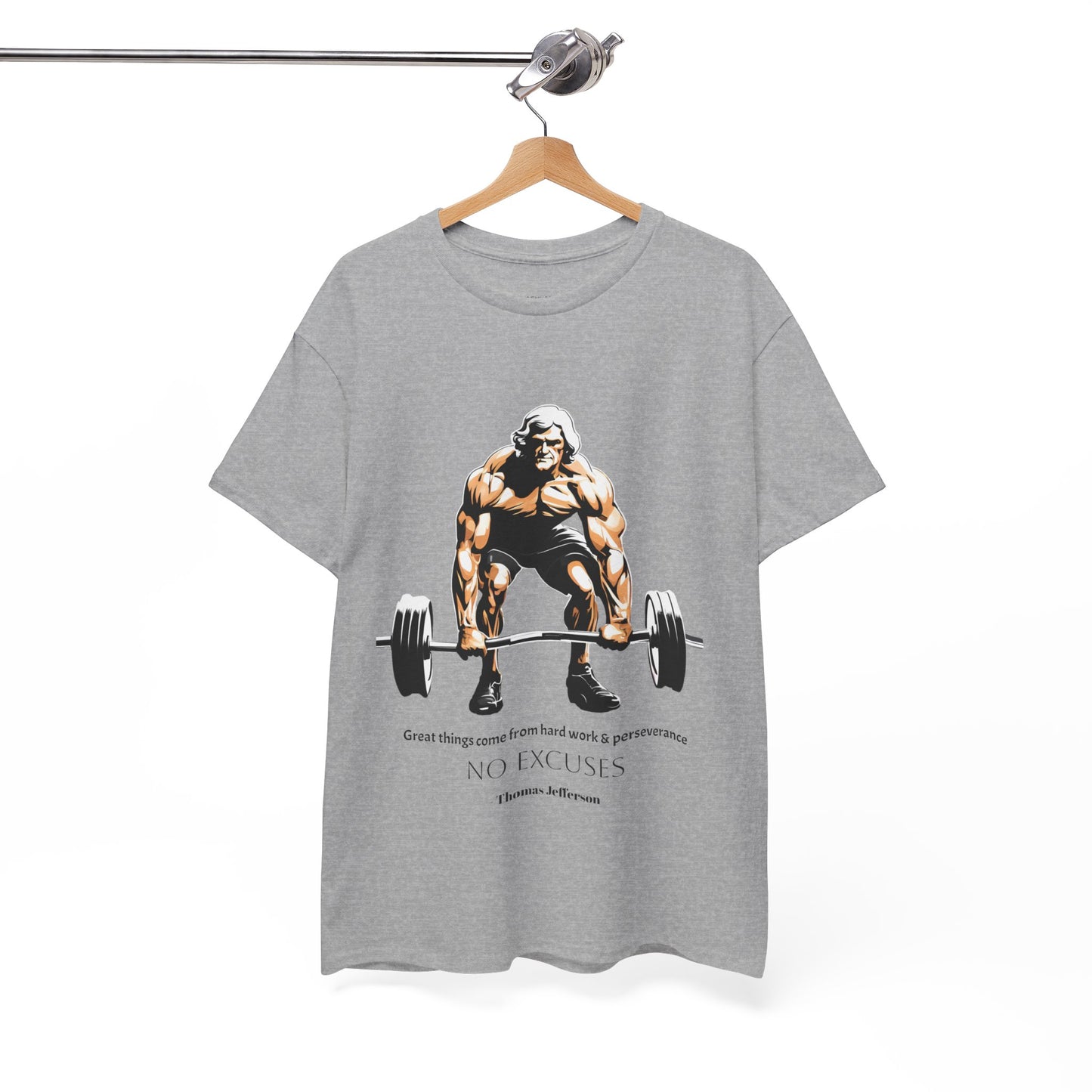 Thomas Jefferson Bodybuilder Shirt - Flashlander Great Things Come From Hard Work And Perseverance, No excuses Graphic Tee