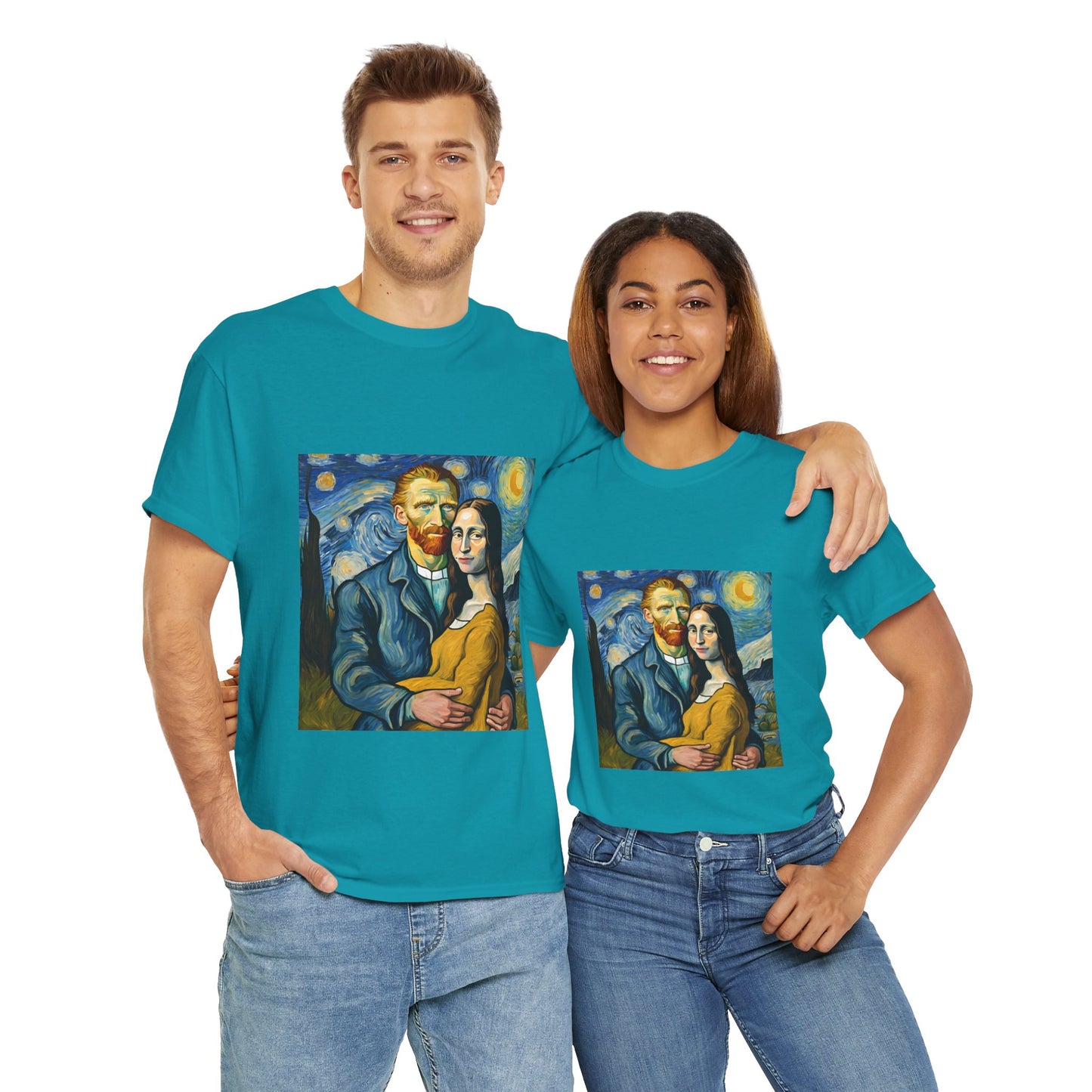 Funny Mona Lisa with Vincent Van Gogh Starry Night - Flashlander Gym Shirt