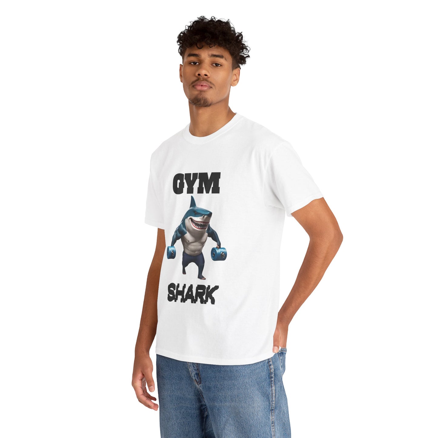 Gym Shark Performance Shirt Flashlander Cotton Unisex Charcoal Black Graphic Tee