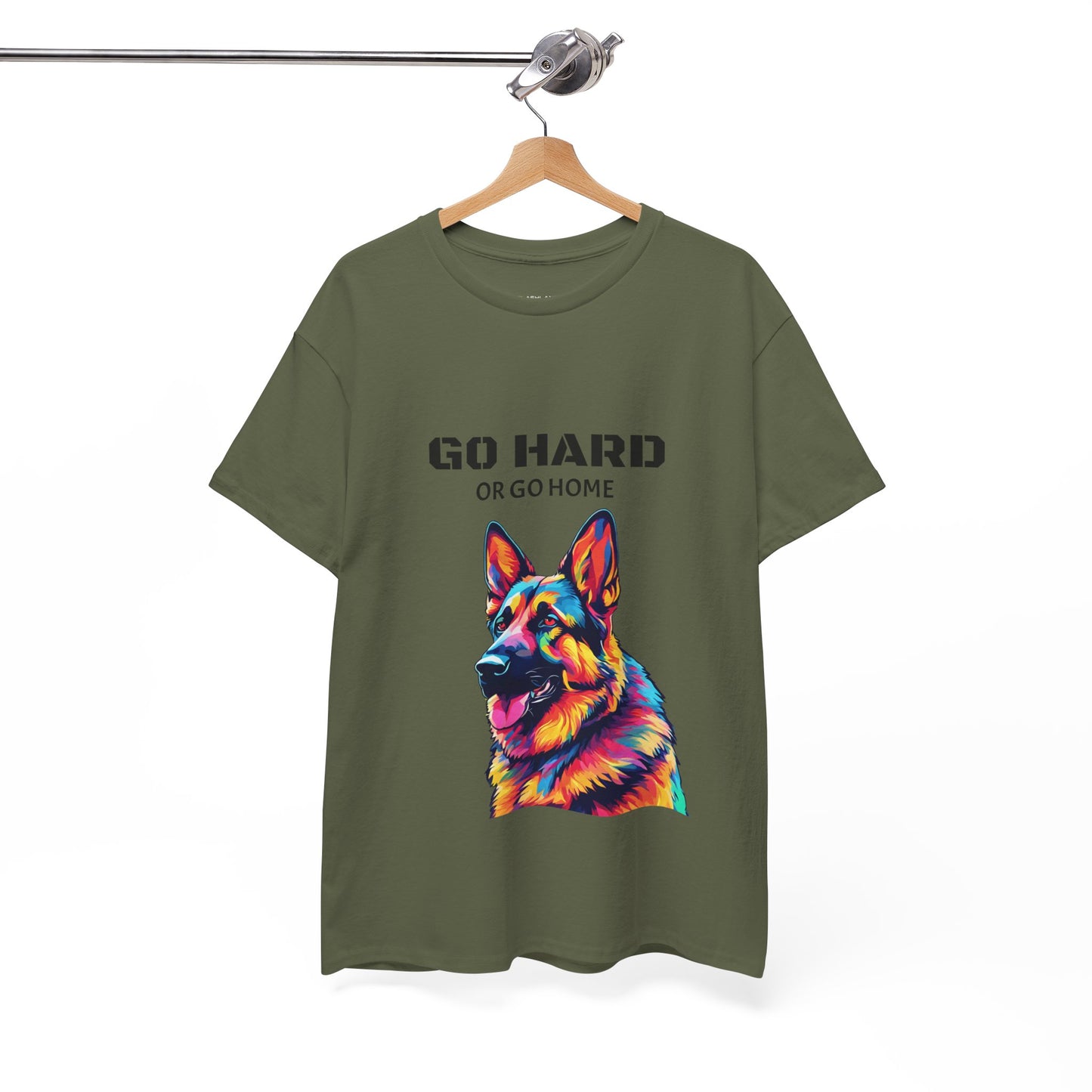 Camiseta de gimnasia Flashlander con diseño de perro pastor alemán Pop Art: "Ve a por todas o vete a casa"