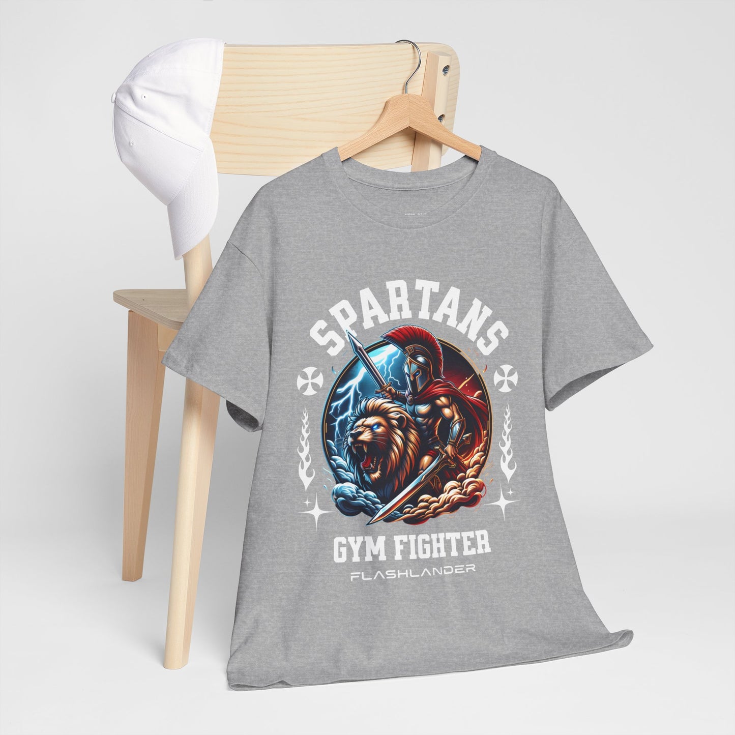 Spartans Gym Fighter Shirt Flashlander Performance T-Shirt Cotton Unisex Charcoal Black Graphic Tee