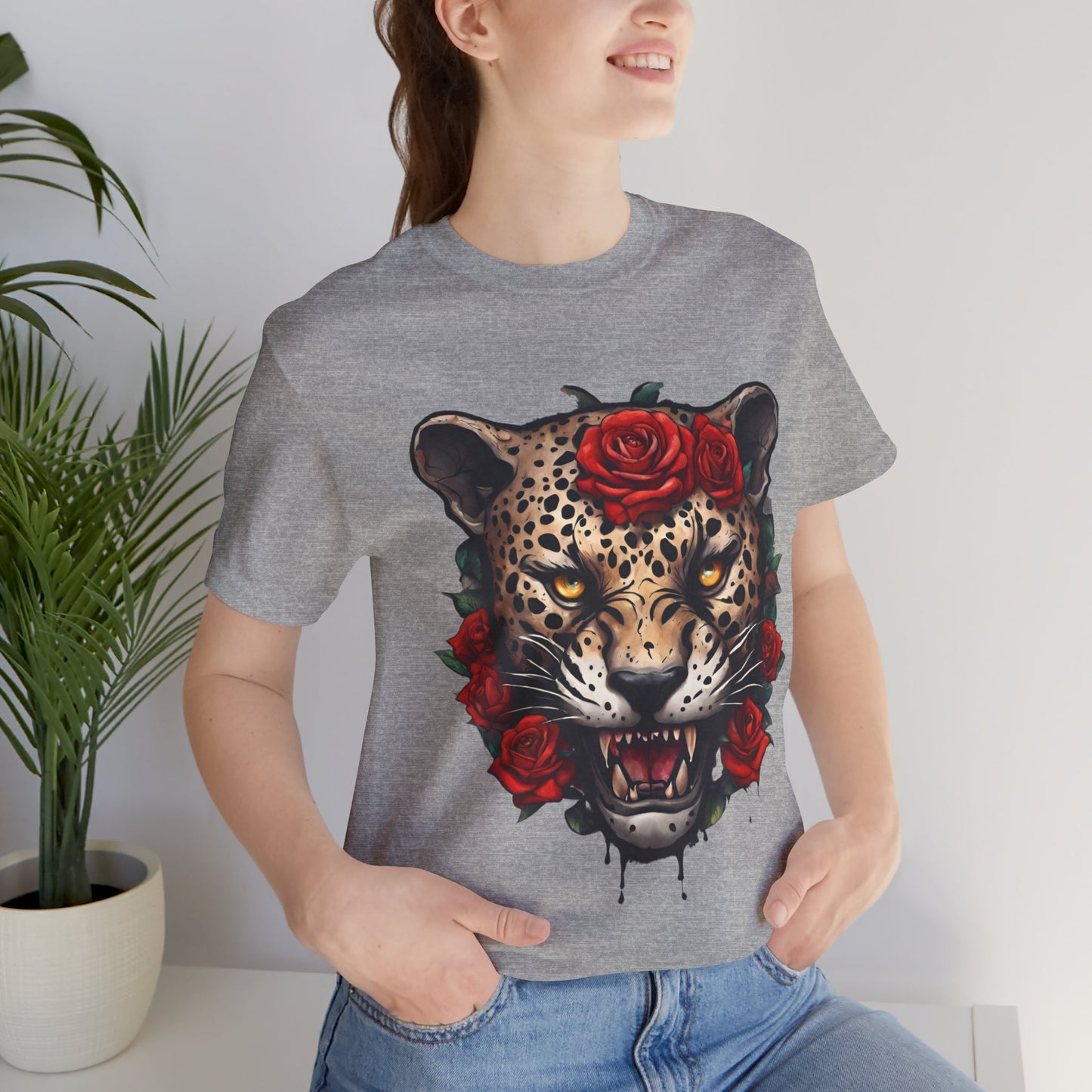 Jaguar Flames and Roses Graphic Tee Flashlander