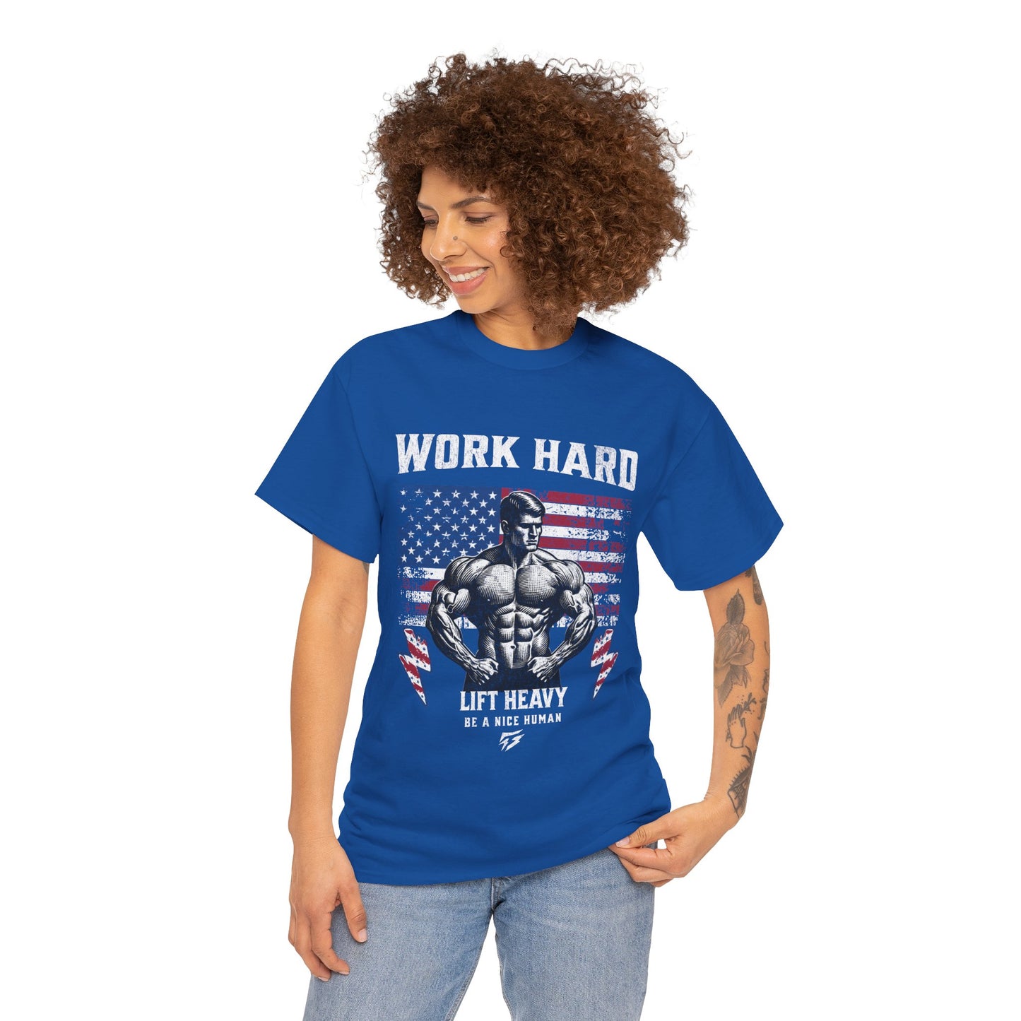 Work Hard Lift Heavy Gym Shirt Flashlander Cotton Unisex Charcoal Black Graphic Tee