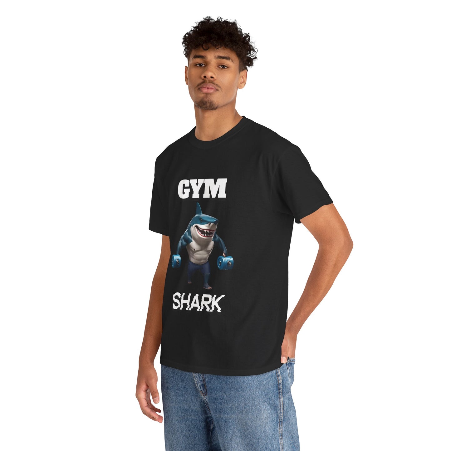 Gym Shark Performance Shirt Flashlander Cotton Unisex Charcoal Black Graphic Tee