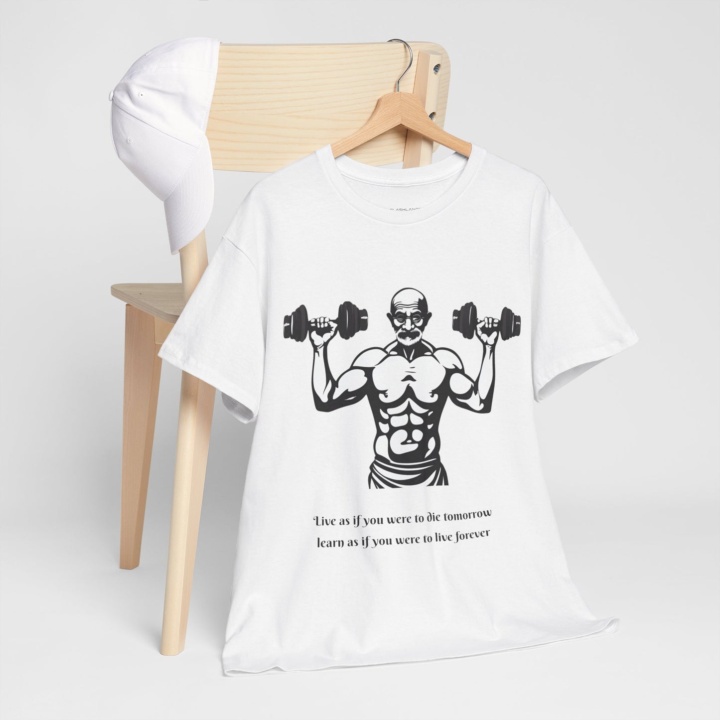 Gandhi Bodybuilder Gym Shirt - Flashlander Live as if you were to die tomorrow, learn as if you were to live forever quote Graphic Tee