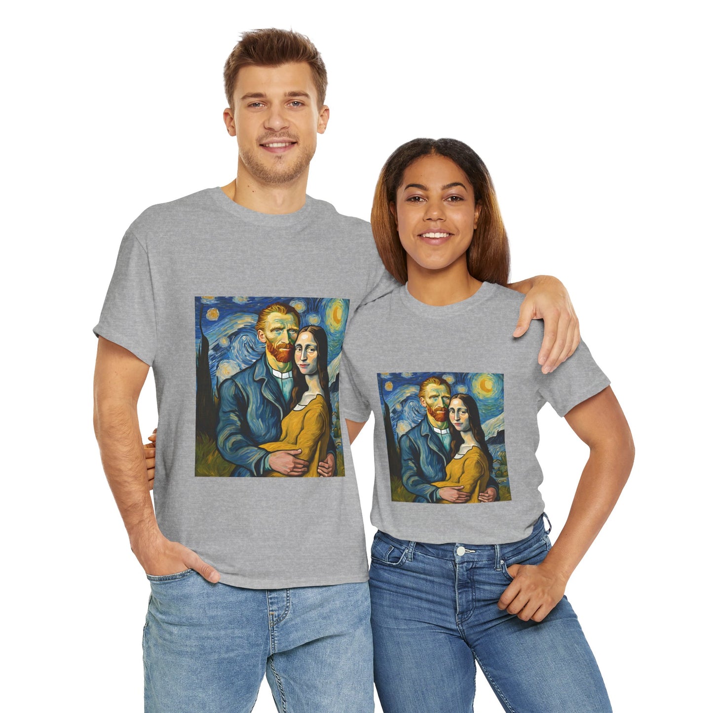 Funny Mona Lisa with Vincent Van Gogh Starry Night - Flashlander Gym Shirt