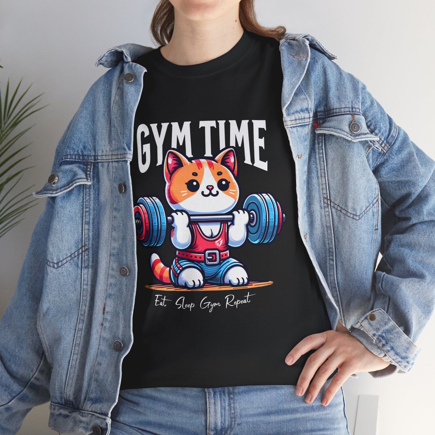 Cute Cat Gym Time Shirt Flashlander Graphic Tee