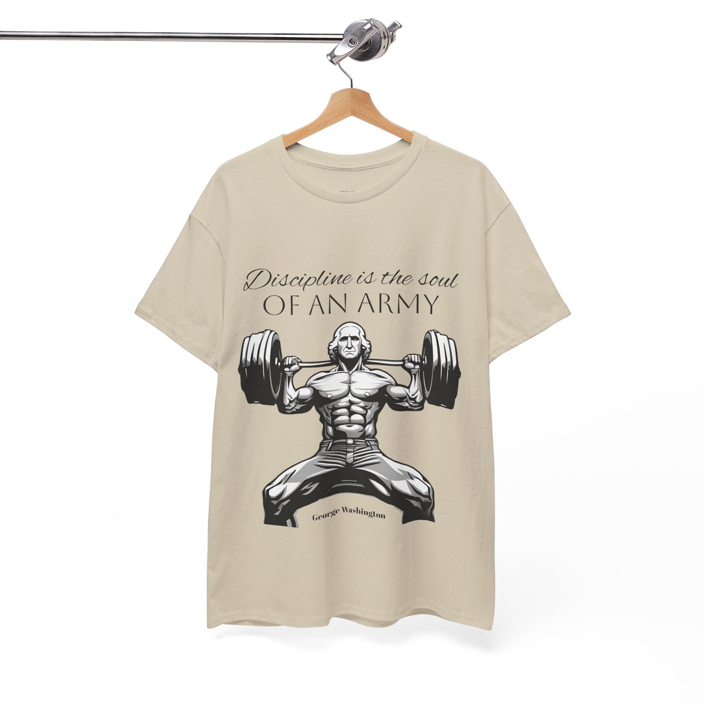 T-shirt de culturiste George Washington - Flashlander Disipline Is The Soul Of An Army Gym T-shirt en coton unisexe noir anthracite graphique