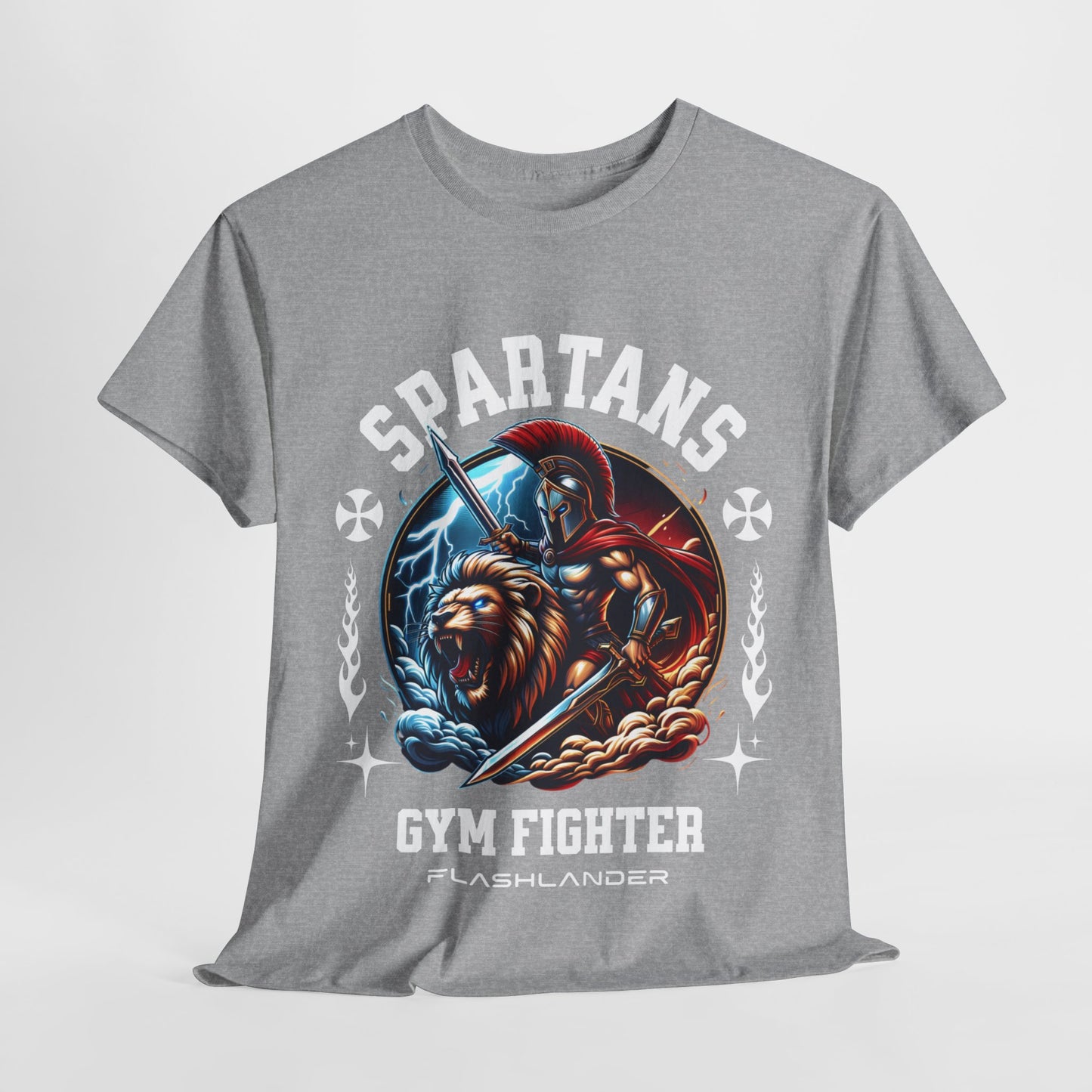 Spartans Gym Fighter Shirt Flashlander Performance T-Shirt Cotton Unisex Charcoal Black Graphic Tee