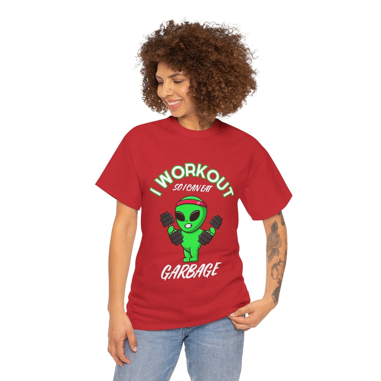 Alien I Workout So I Can Eat Garbage Graphic Tee Flashlander