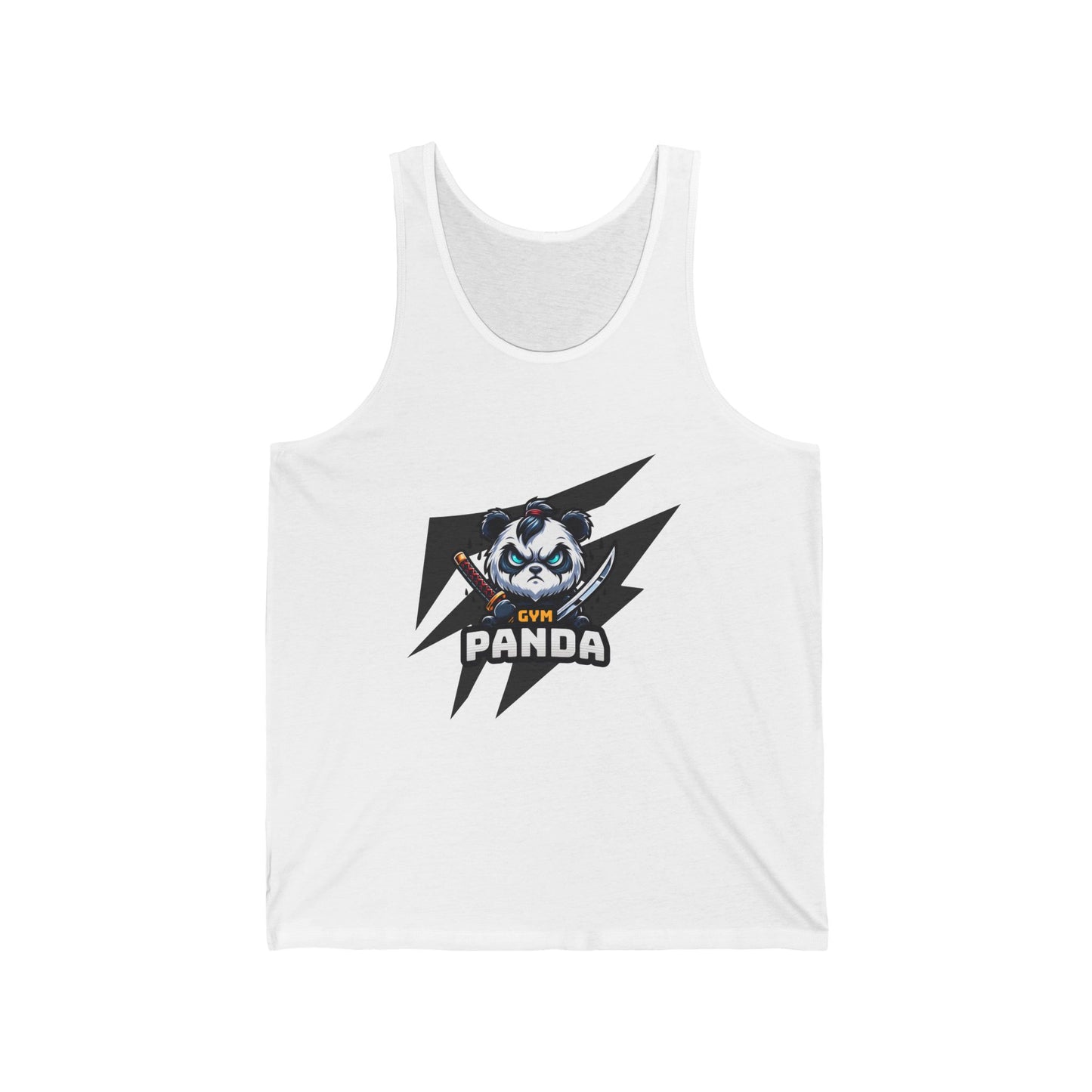 Gym Panda Samurai Jersey Tank Flashlander Cotton Unisex Charcoal Black