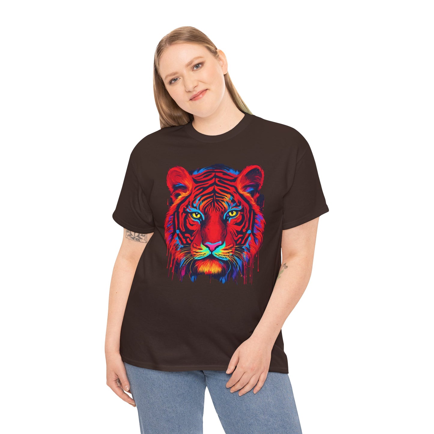 Majestuosa camiseta de Flashlander con diseño pop art de tigre rojo