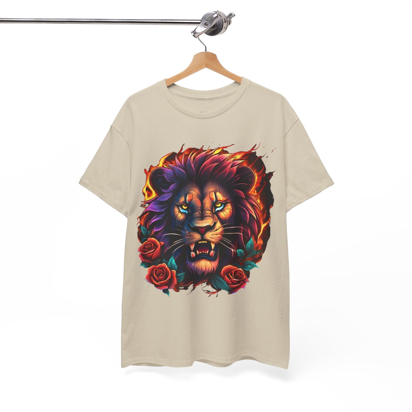 Lion Flames and Roses T-Shirt Flashlander