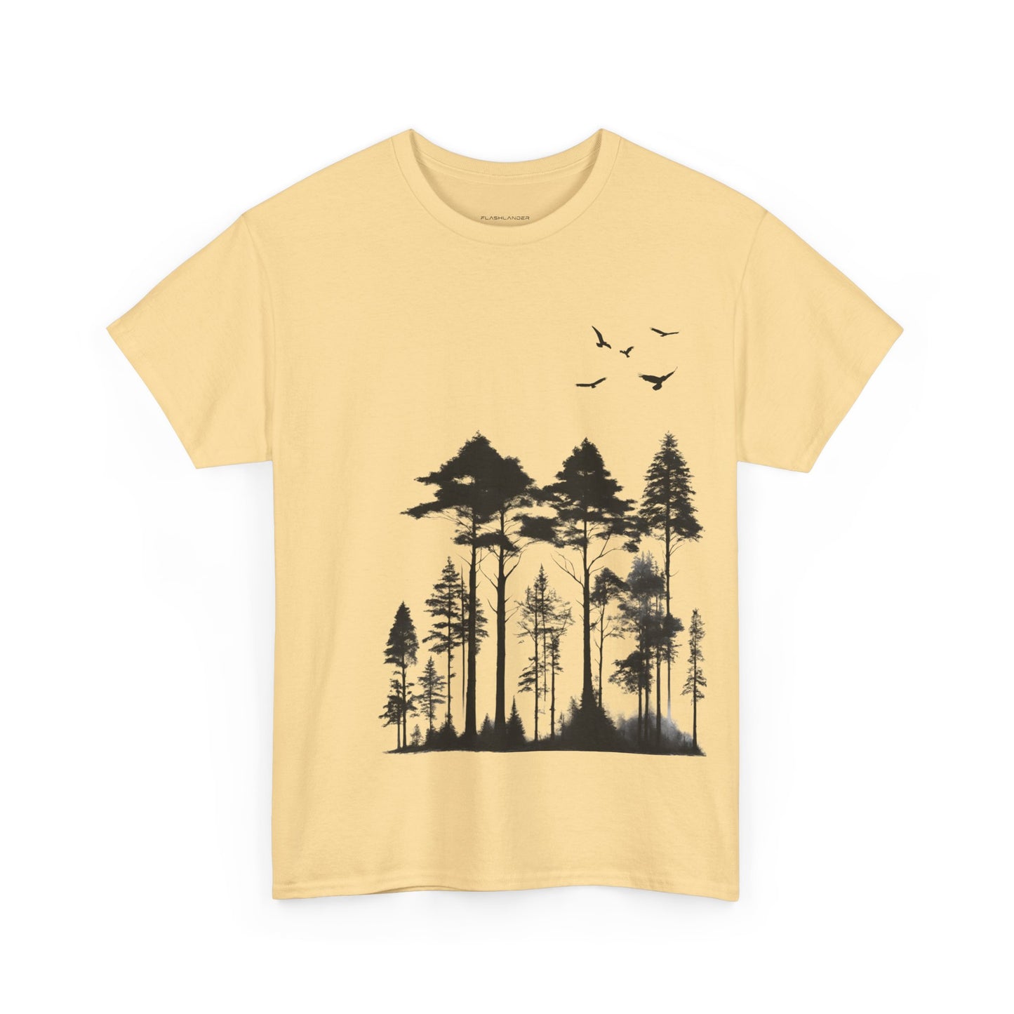 Camisa del bosque de pinos Camiseta unisex de algodón pesado Flashlander