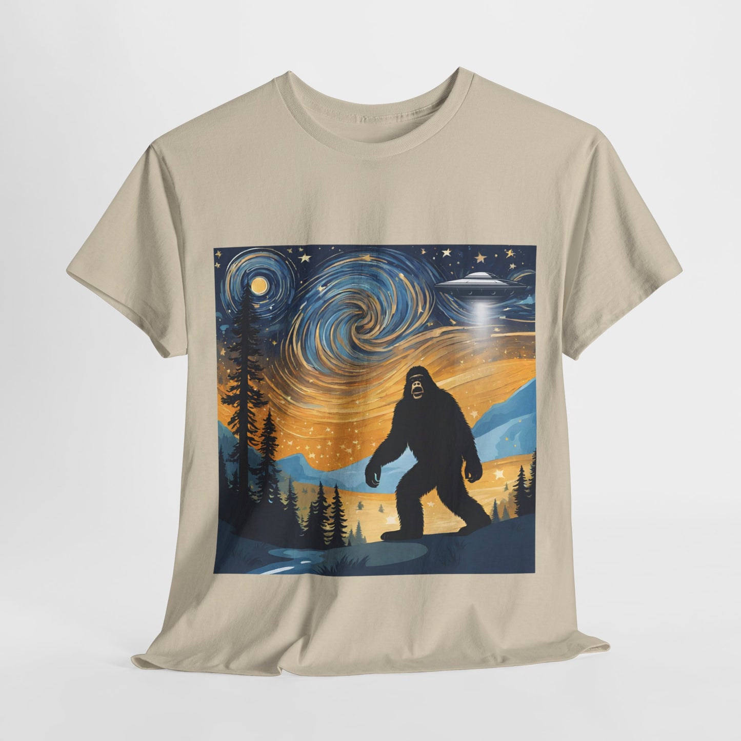 Funny Starry Night Stroll Bigfoot Encounters UFO Abduction - Flashlander Gym Shirt