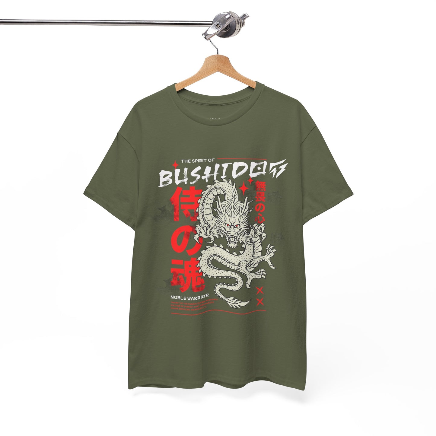 Dragon Gym Shirt The Spirit of Bushido T-Shirt Flashlander Cotton Unisex Charcoal Black Graphic Tee