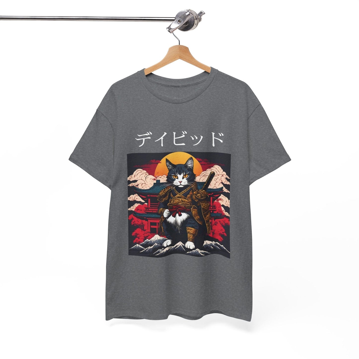 T-shirt japonais personnalisé avec votre nom T-shirt japonais personnalisé T-shirt d'anime de chat samouraï Votre texte Hiragana Katakana Kanji Femmes Hommes T-shirt