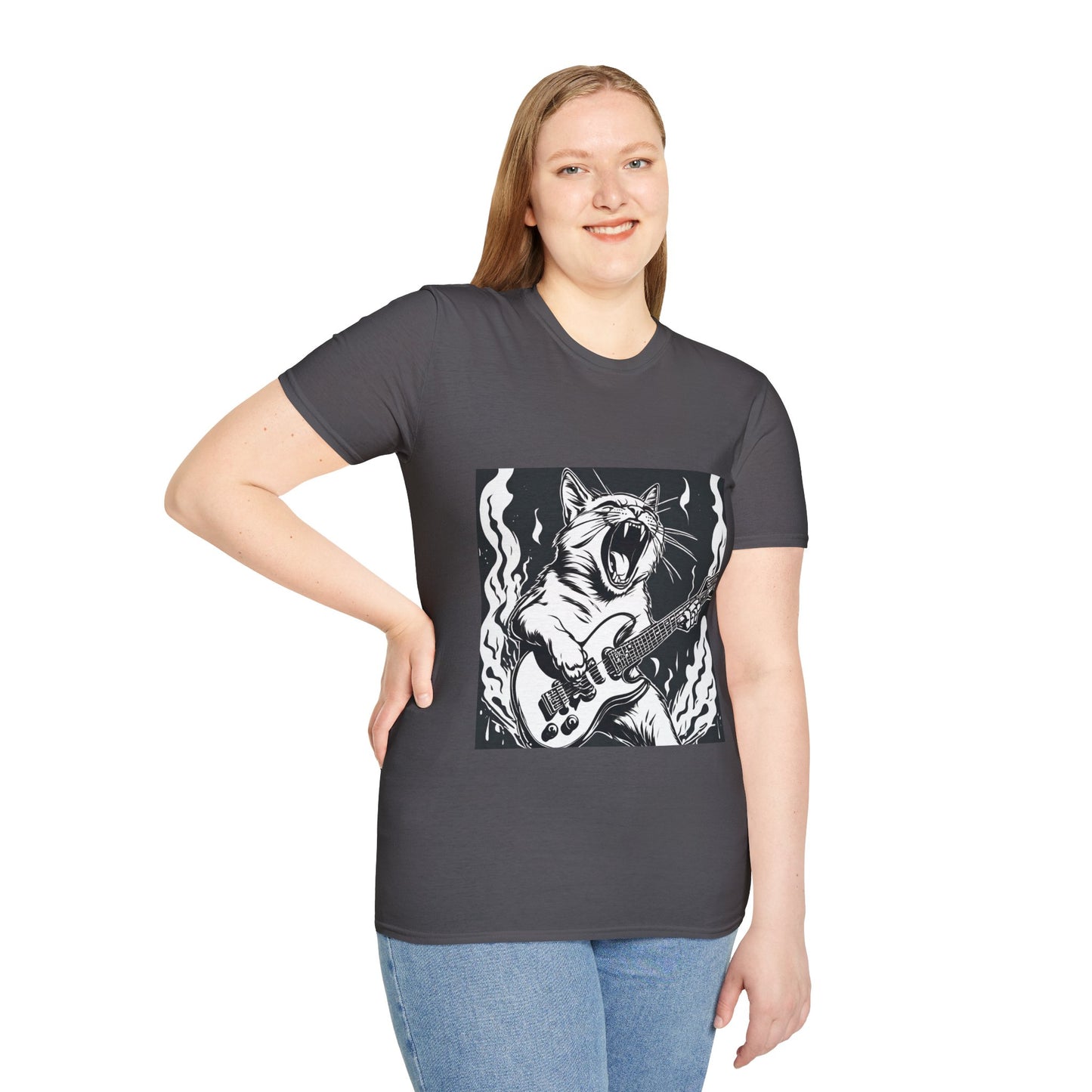 Cat Playing Guitar Flashlander Gym Shirt