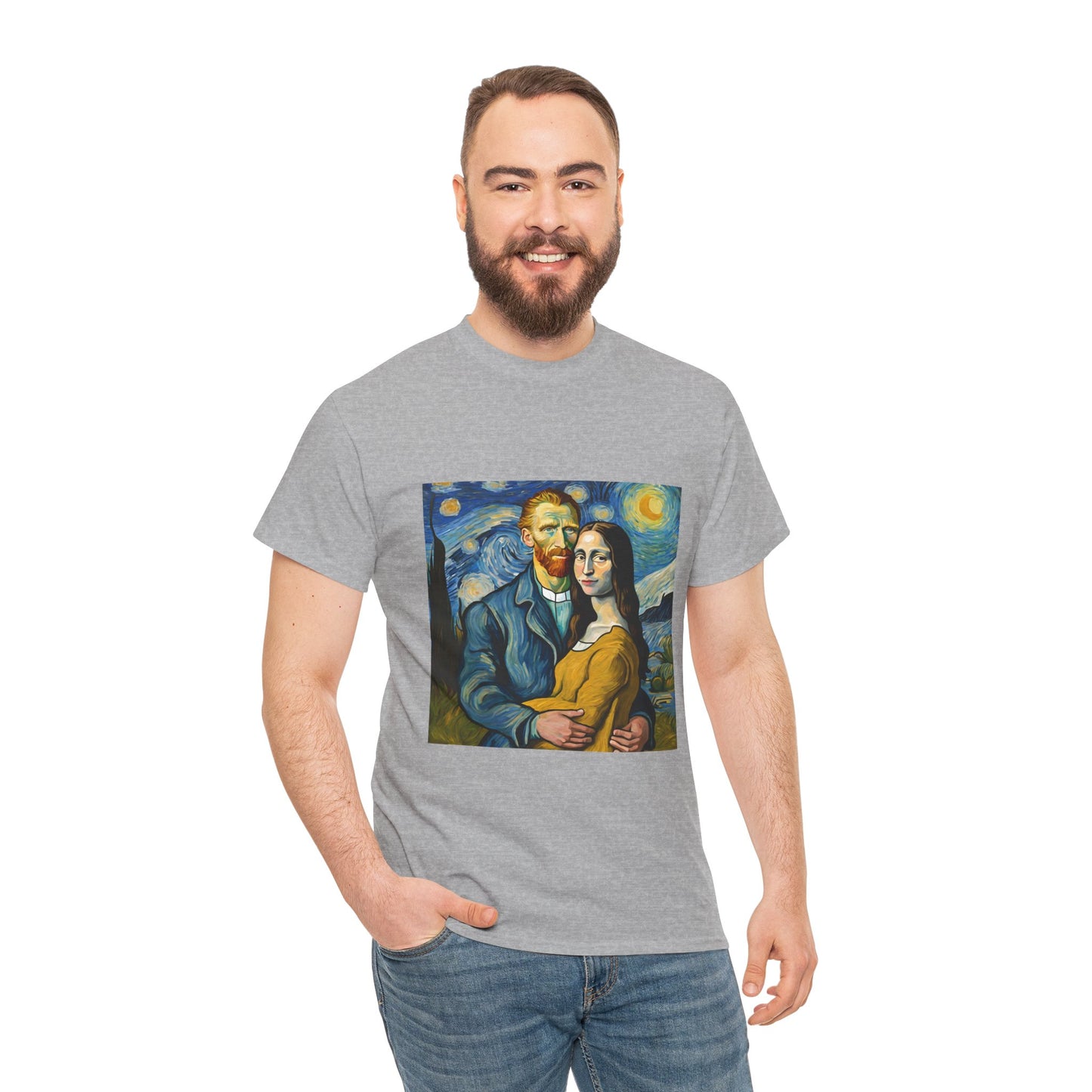 Funny Mona Lisa with Vincent Van Gogh Starry Night - Flashlander Gym Shirt