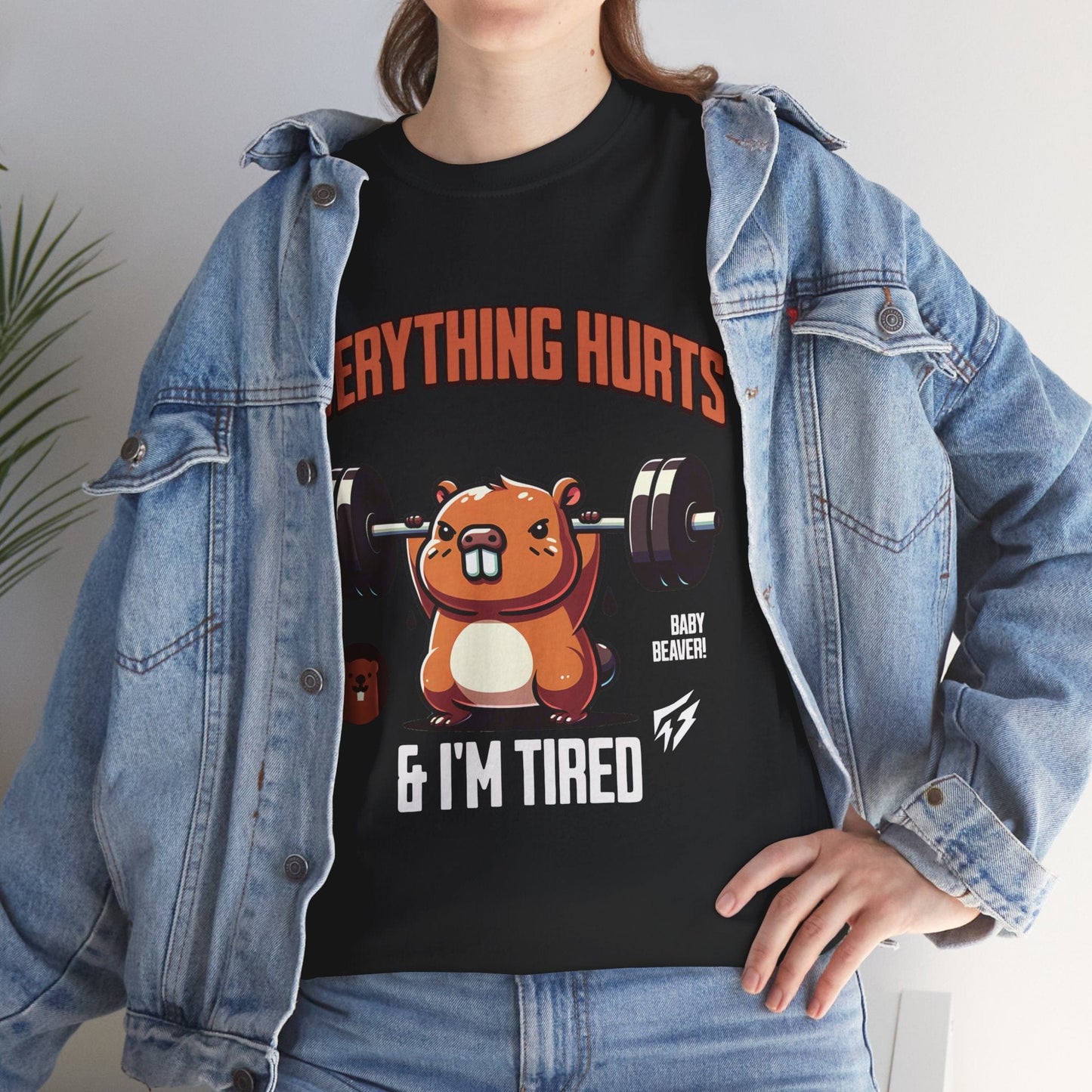 T-shirt de sport Beaver Everything Hurts &amp; I'm Tired T-shirt de sport Flashlander en coton unisexe noir anthracite T-shirt graphique de performance