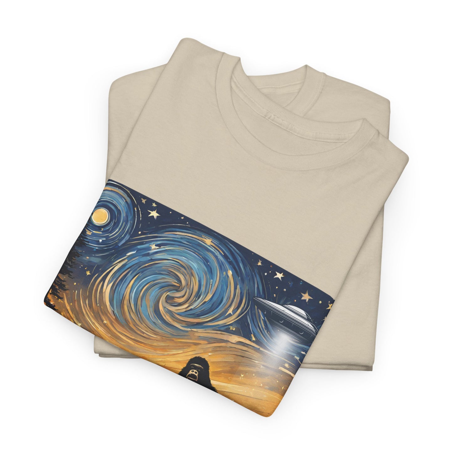 Funny Starry Night Stroll Bigfoot Encounters UFO Abduction - Flashlander Gym Shirt