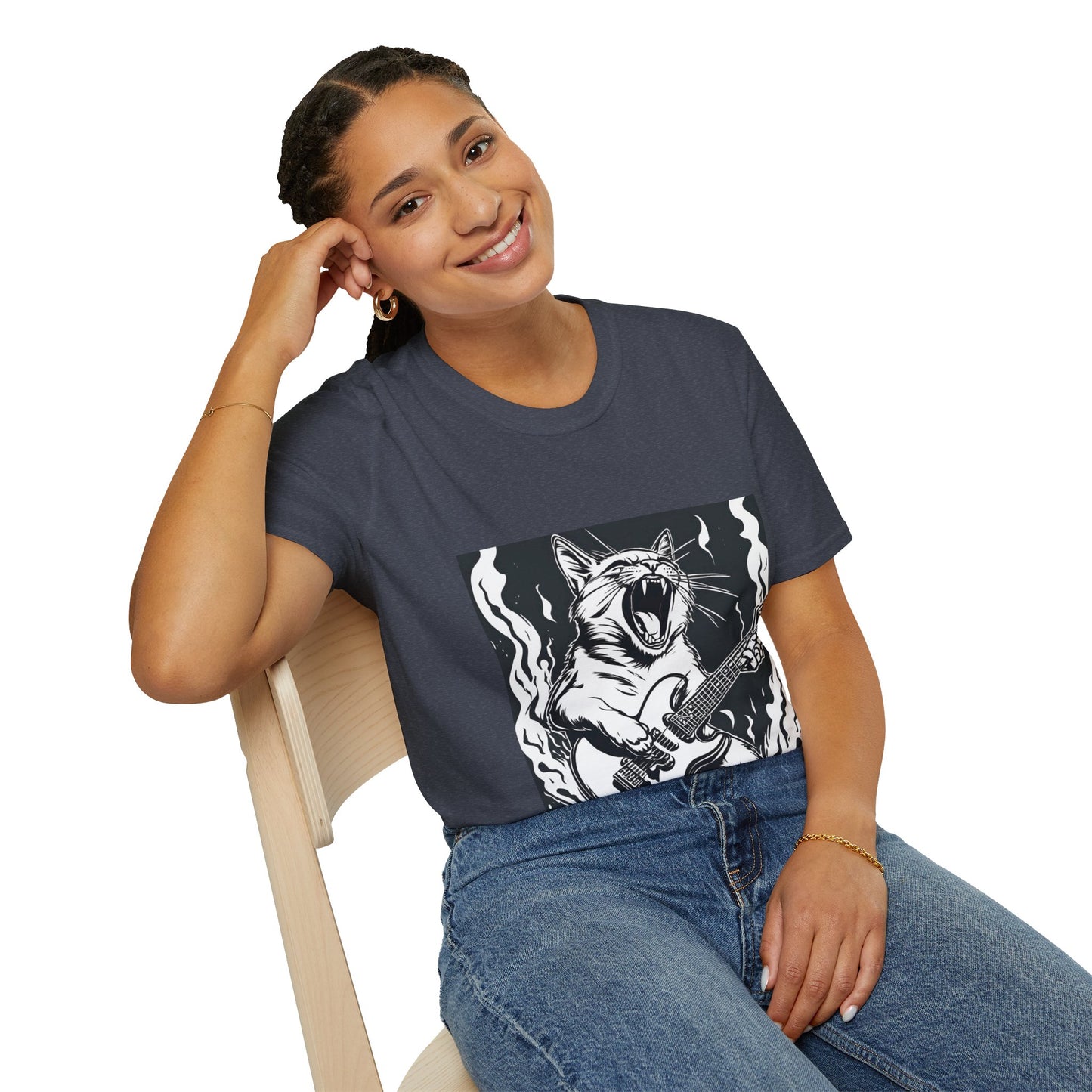 Cat Playing Guitar Flashlander Gym Shirt