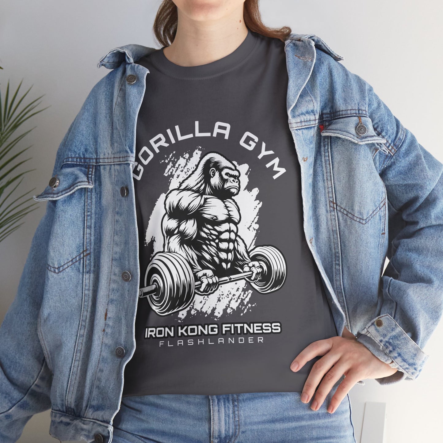 T-shirt de sport Gorilla Flashlander en coton unisexe, noir anthracite, graphique de performance