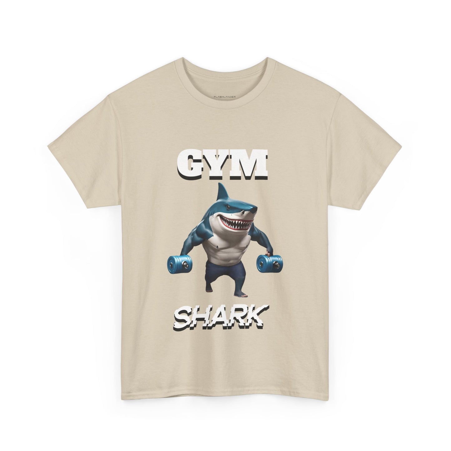 Gym Shark Performance Shirt Flashlander Cotton Unisex Charcoal Black Graphic Tee