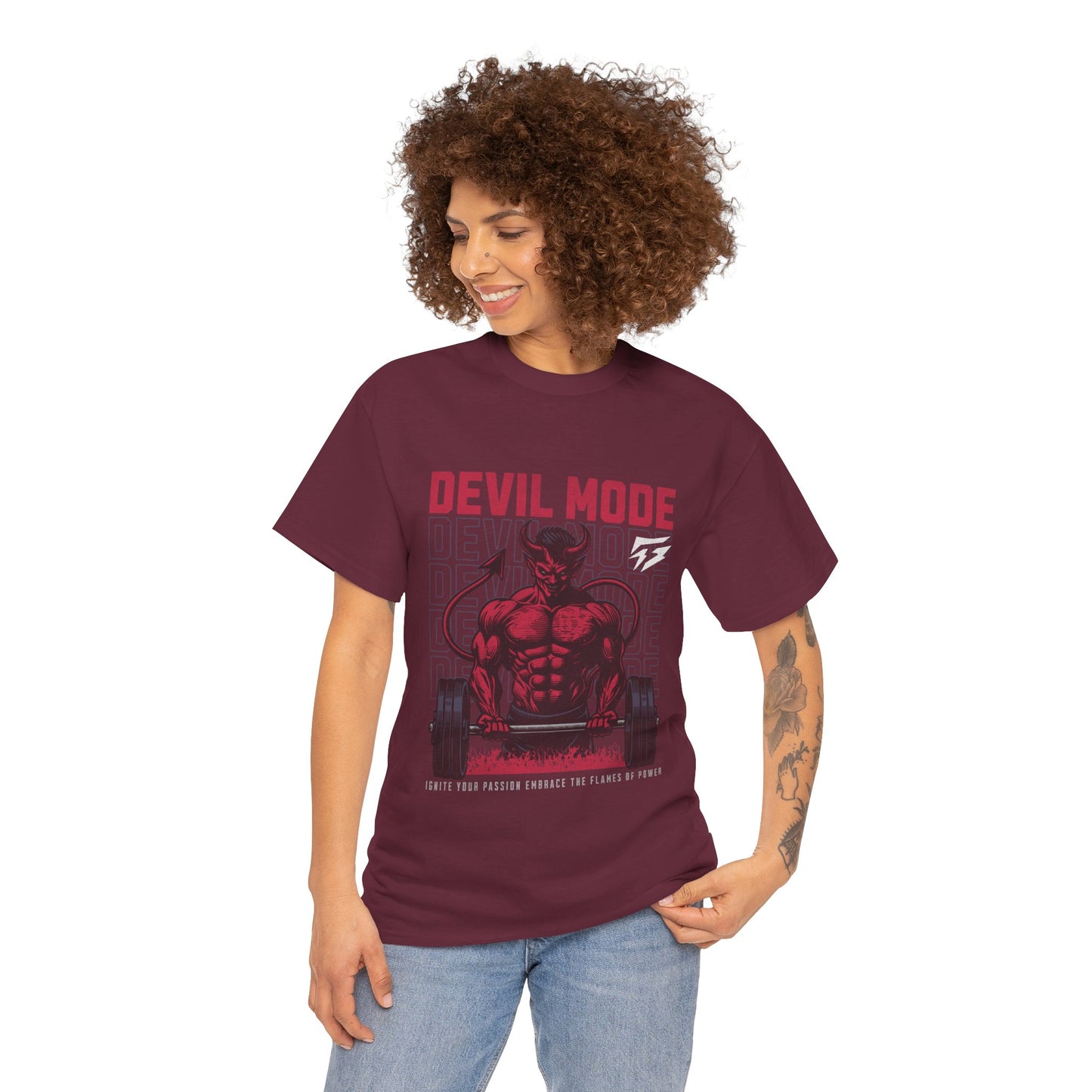 Devil Mode Gym Shirt Flashlander Cotton Unisex Charcoal Black Performance Graphic Tee