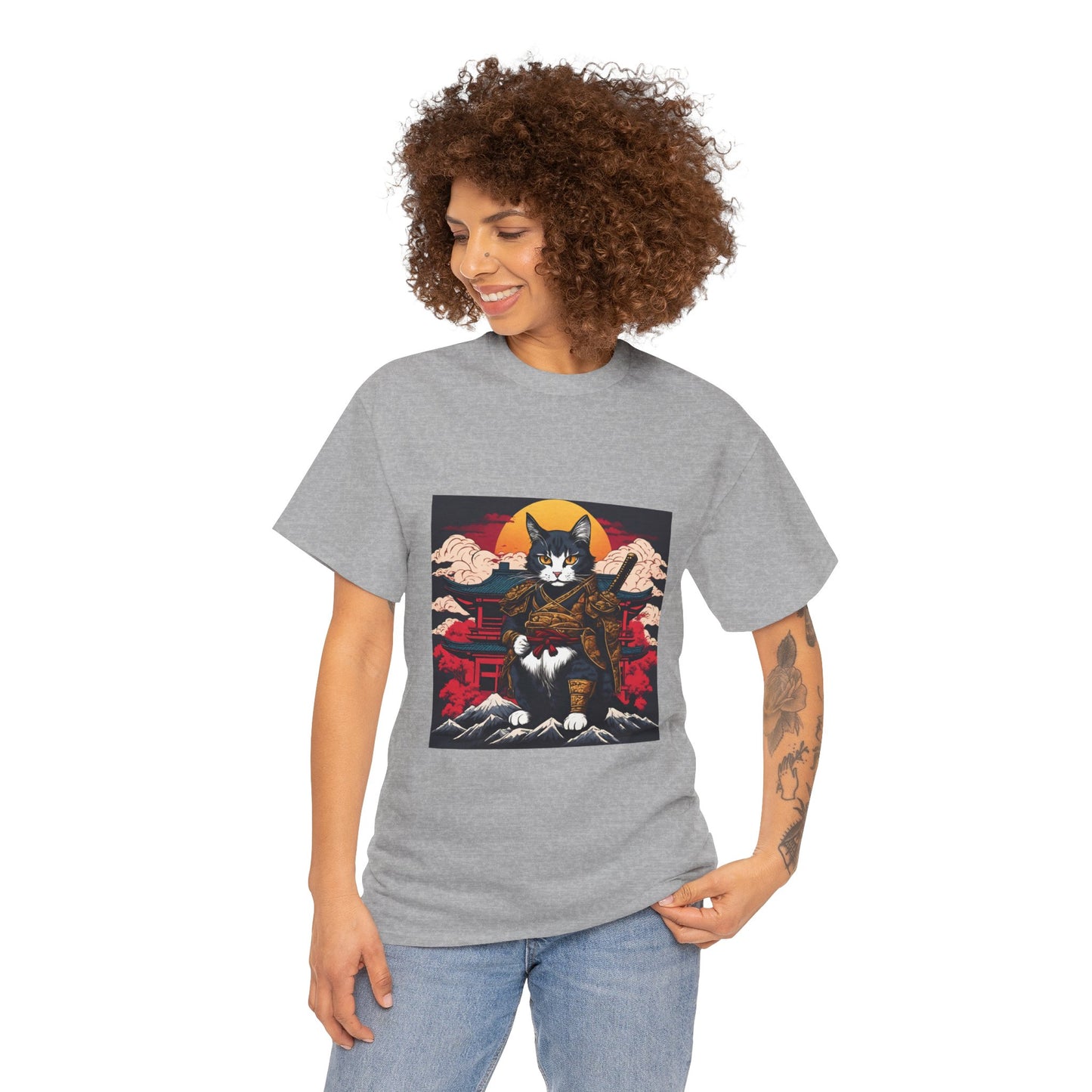 Samurai Cat Cartoon Anime - Flashlander Gym Shirt