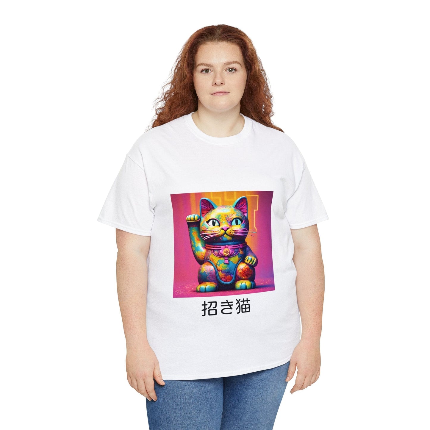 Japanese Lucky Cat Maneki-neko Ladies T-Shirt Men Shirt Women Shirt Kawaii Neko Manga Anime Unisex Heavy Cotton Tee Flashlander