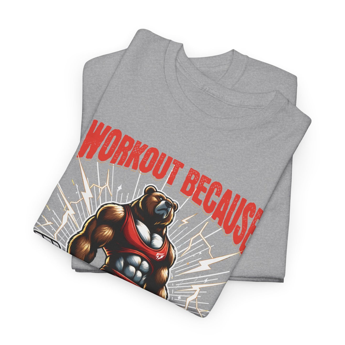 Muscle Bear I Workout Because my Girlfriend is Hot Gym Shirt Flashlander Cotton Unisex Charcoal Black Graphic Tee