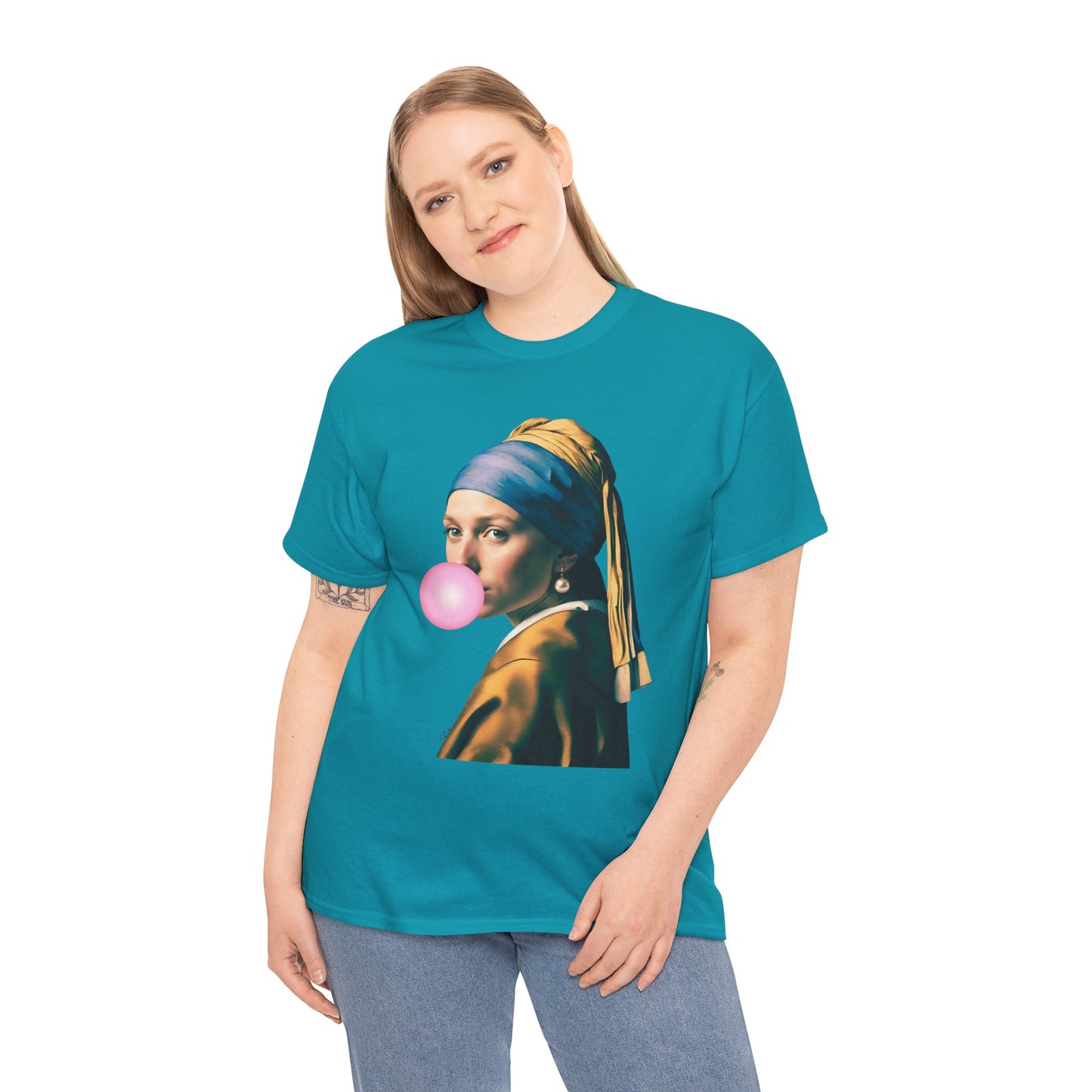 Bubble Gum Girl with a Pearl Earring Johannes Vermeer - Flashlander Gym Shirt