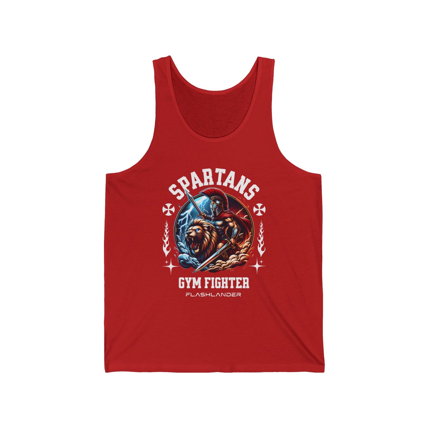 Spartans Gym Fighter Flashlander Jersey Tank Cotton Unisex Charcoal Black