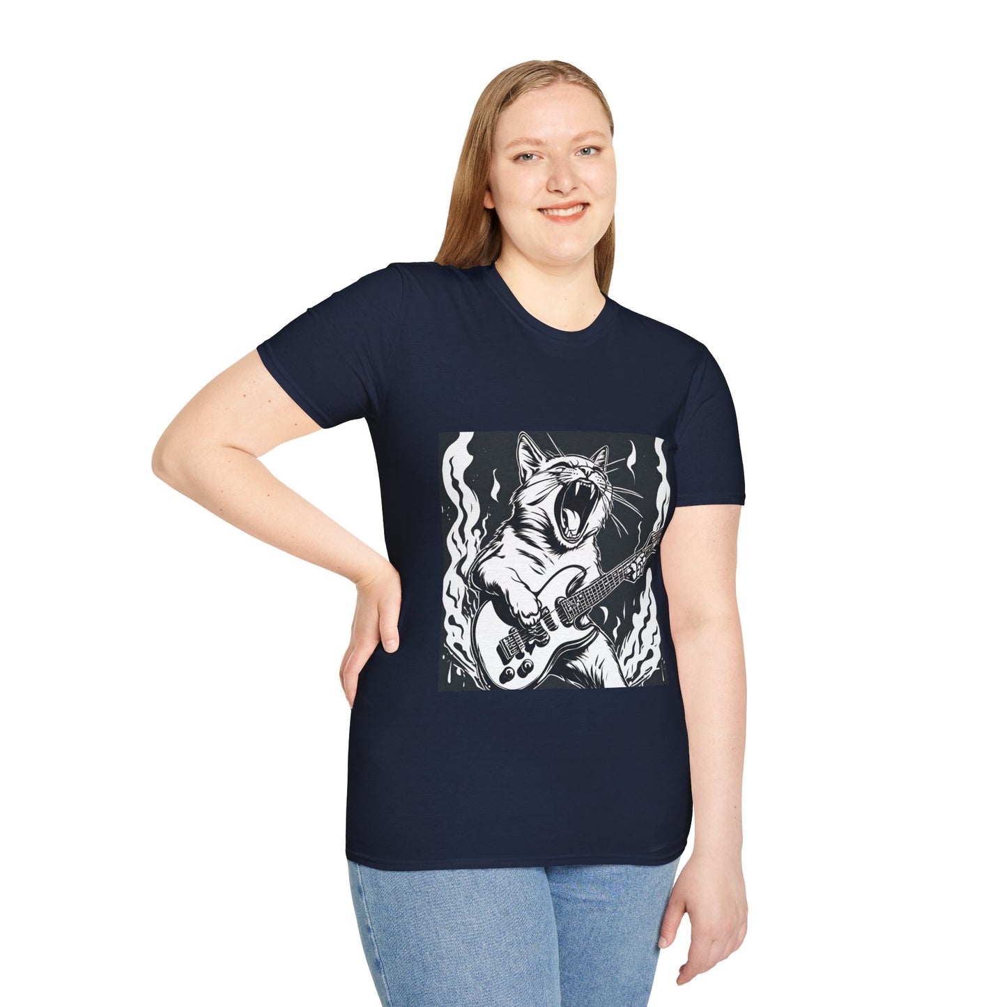 Cat Playing Guitar Flashlander Gym Shirt