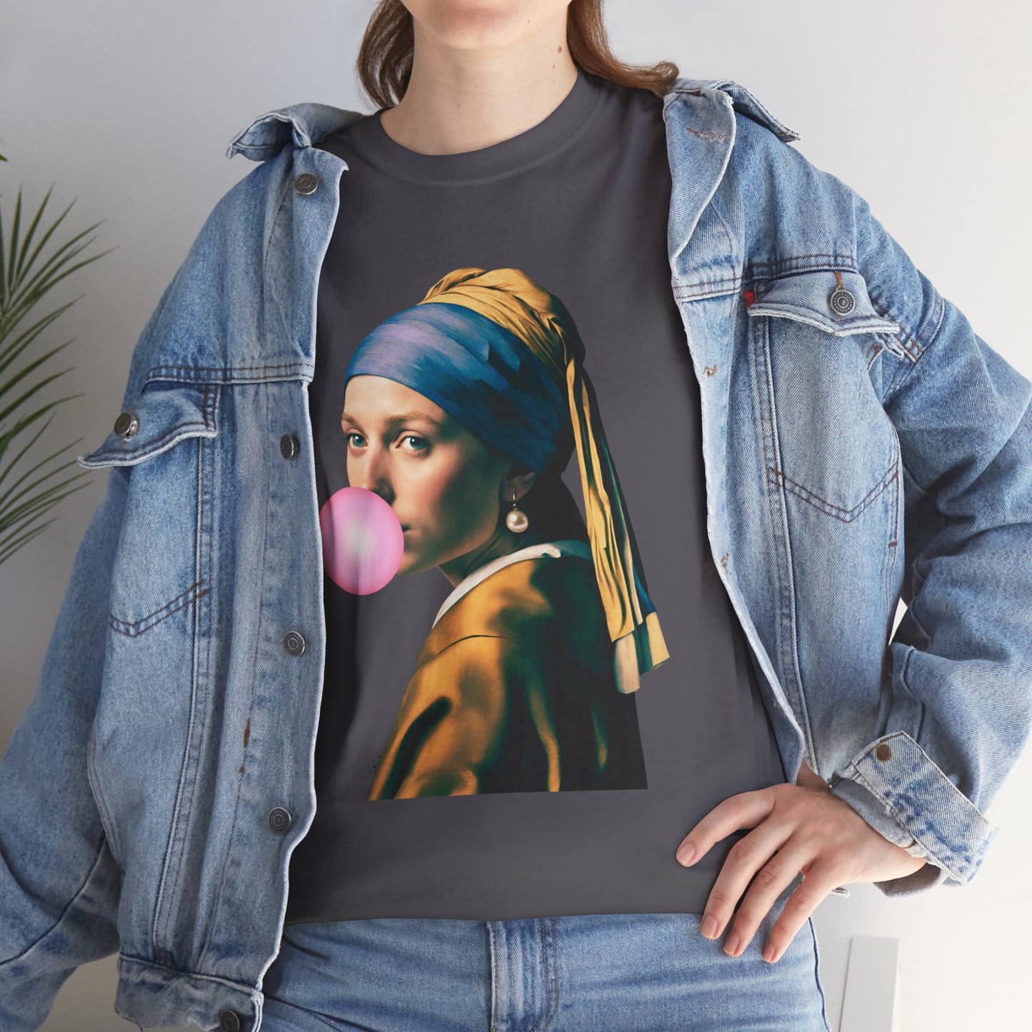 Bubble Gum Girl with a Pearl Earring Johannes Vermeer - Flashlander Gym Shirt