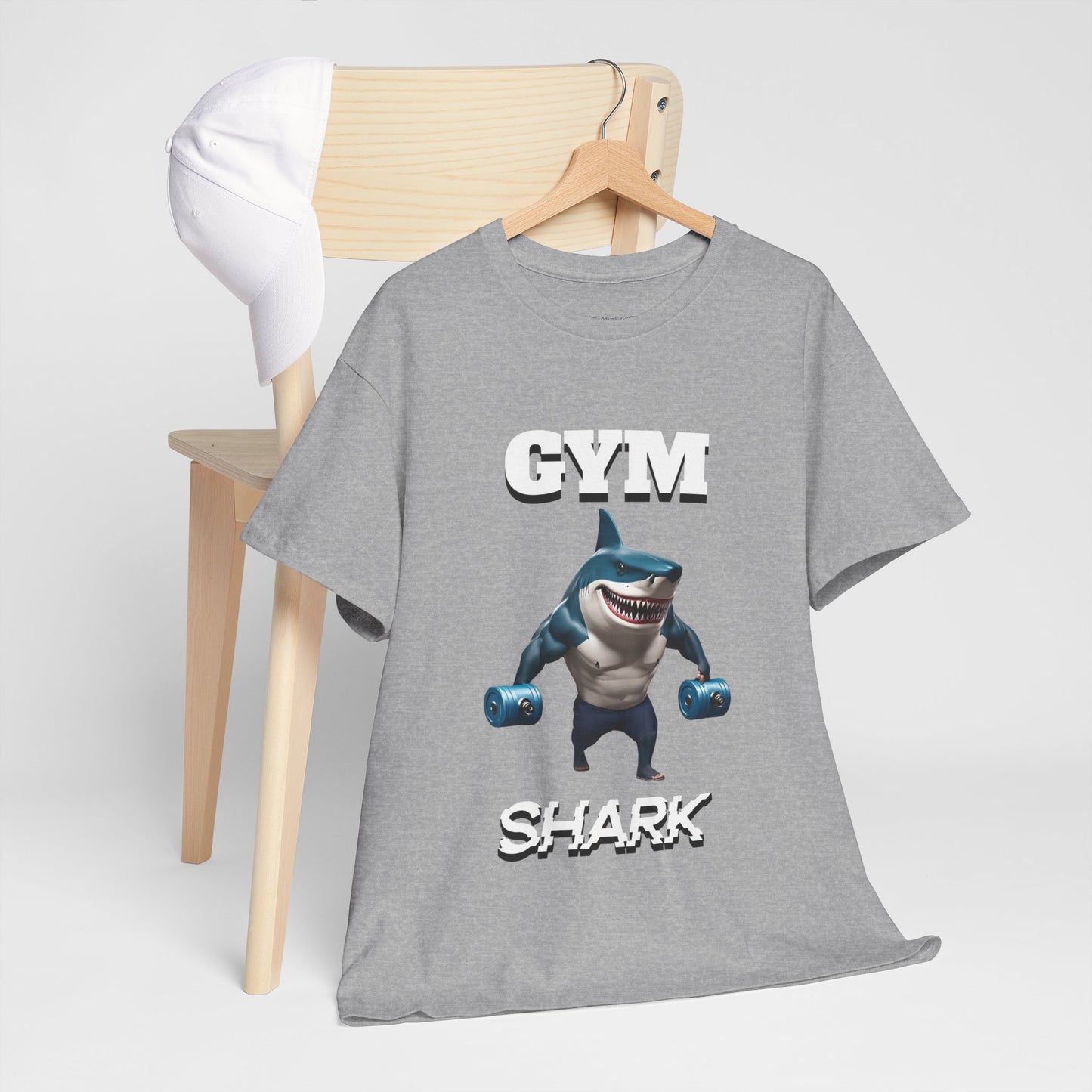 Gym Shark Performance Shirt Flashlander Cotton Unisex Charcoal Black Graphic Tee