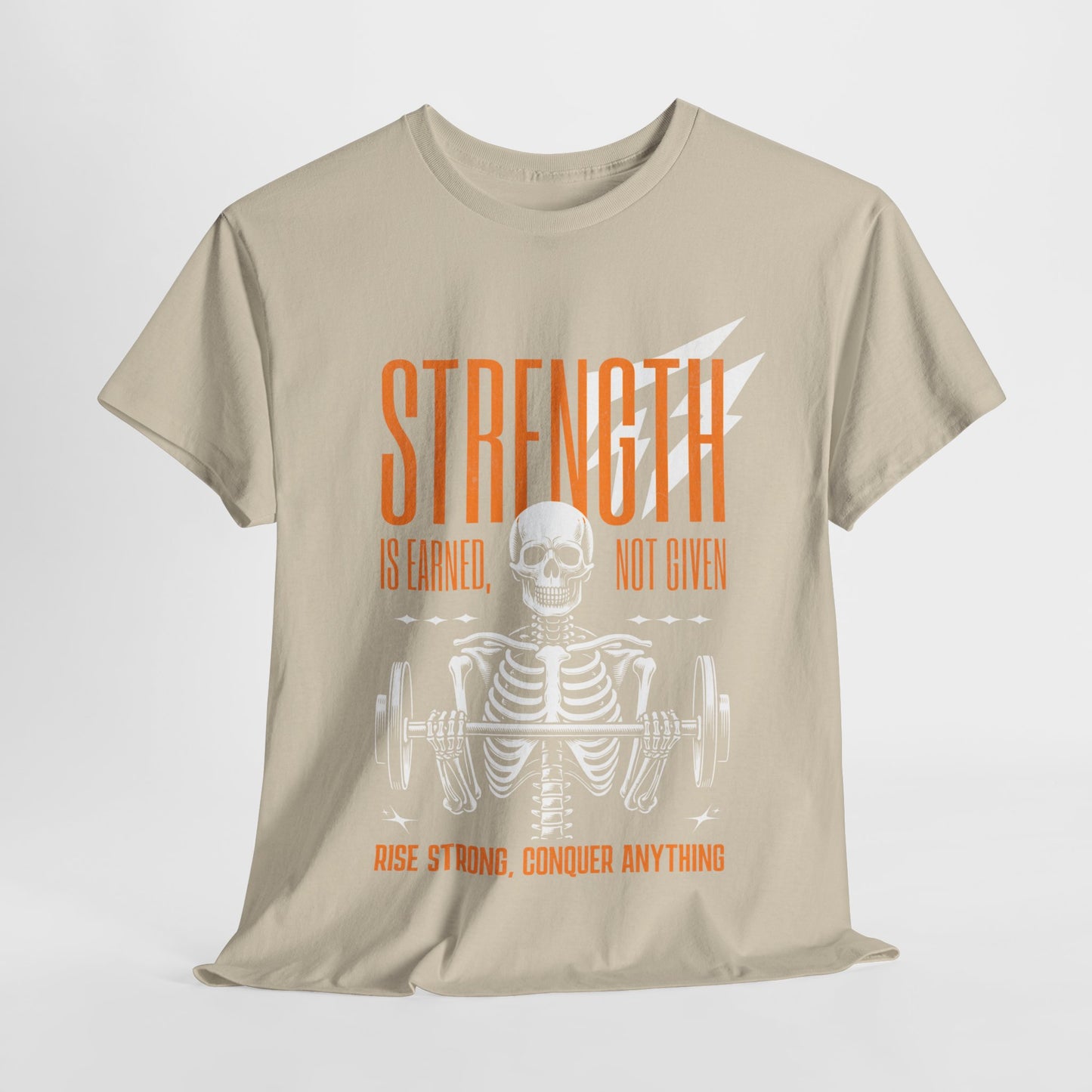 Skeleton Lifter Bodybuilder Shirt Flashlander Strength Is Earned Not Given Gym T-Shirt Cotton Unisex Graphic Tee