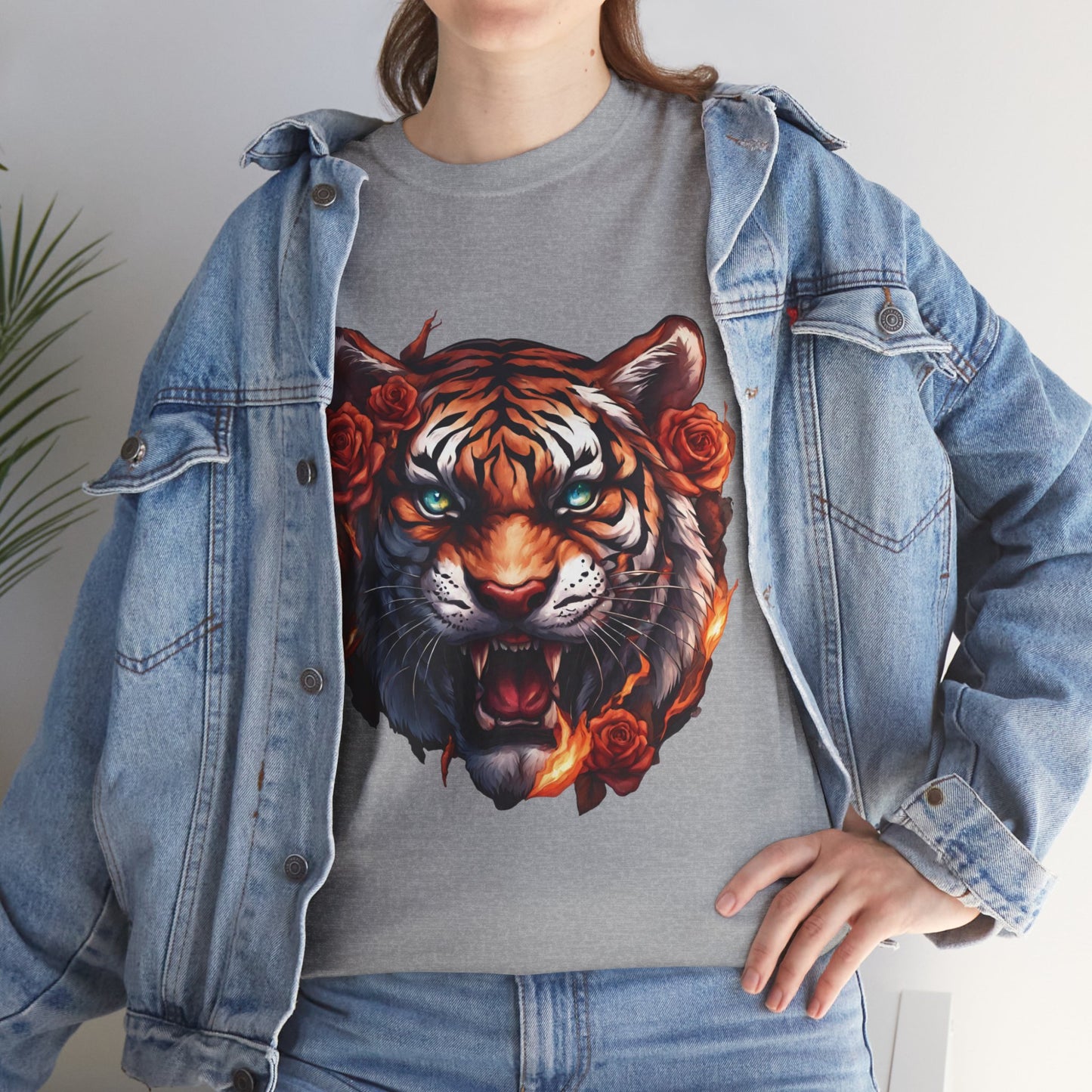 Tiger Flames and Roses T-Shirt Flashlander