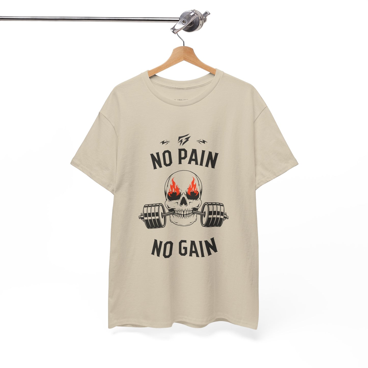 Skull Lifting Flashlander Gym Shirt No Pain No Gain Graphic Tee