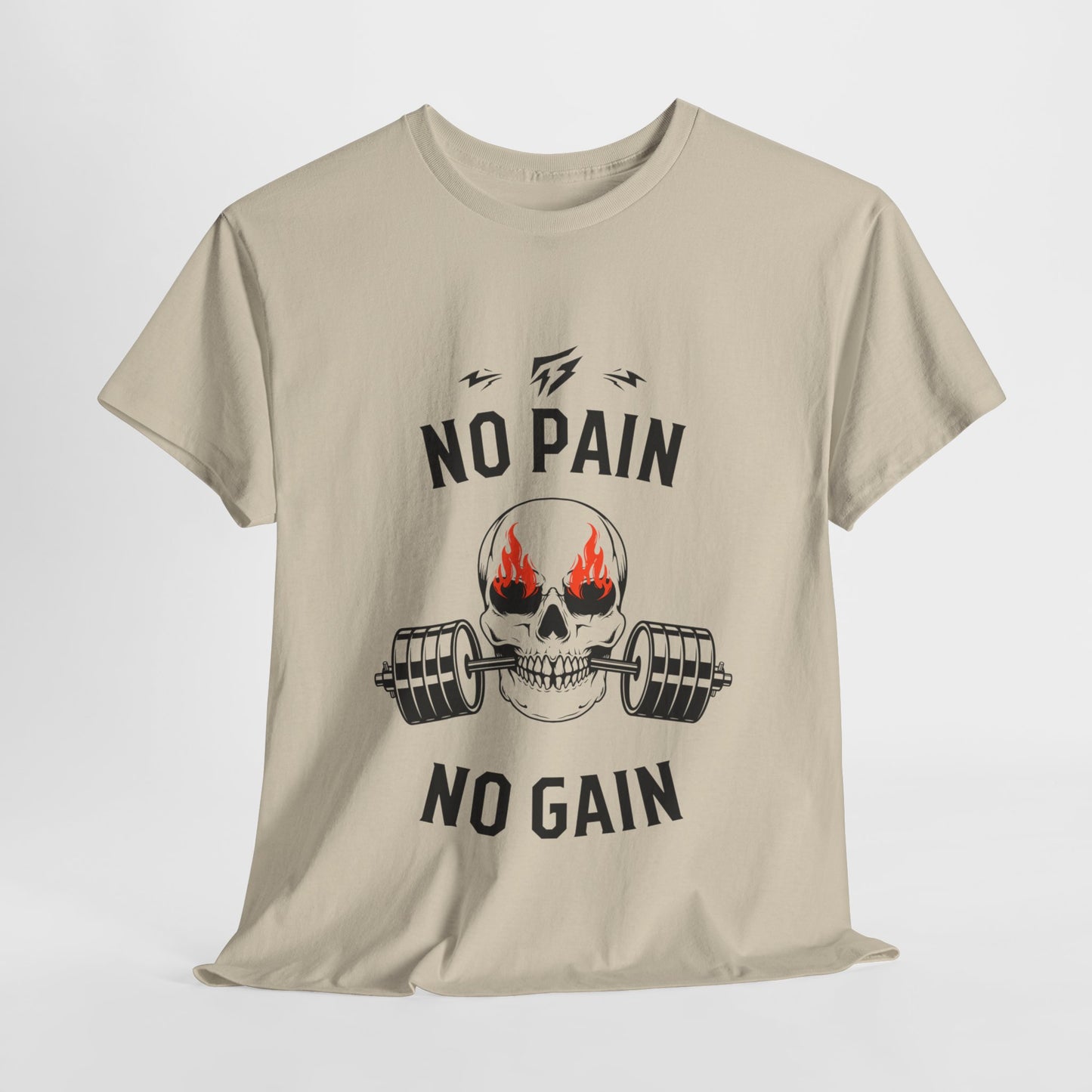 Skull Lifting Flashlander Gym Shirt No Pain No Gain Graphic Tee