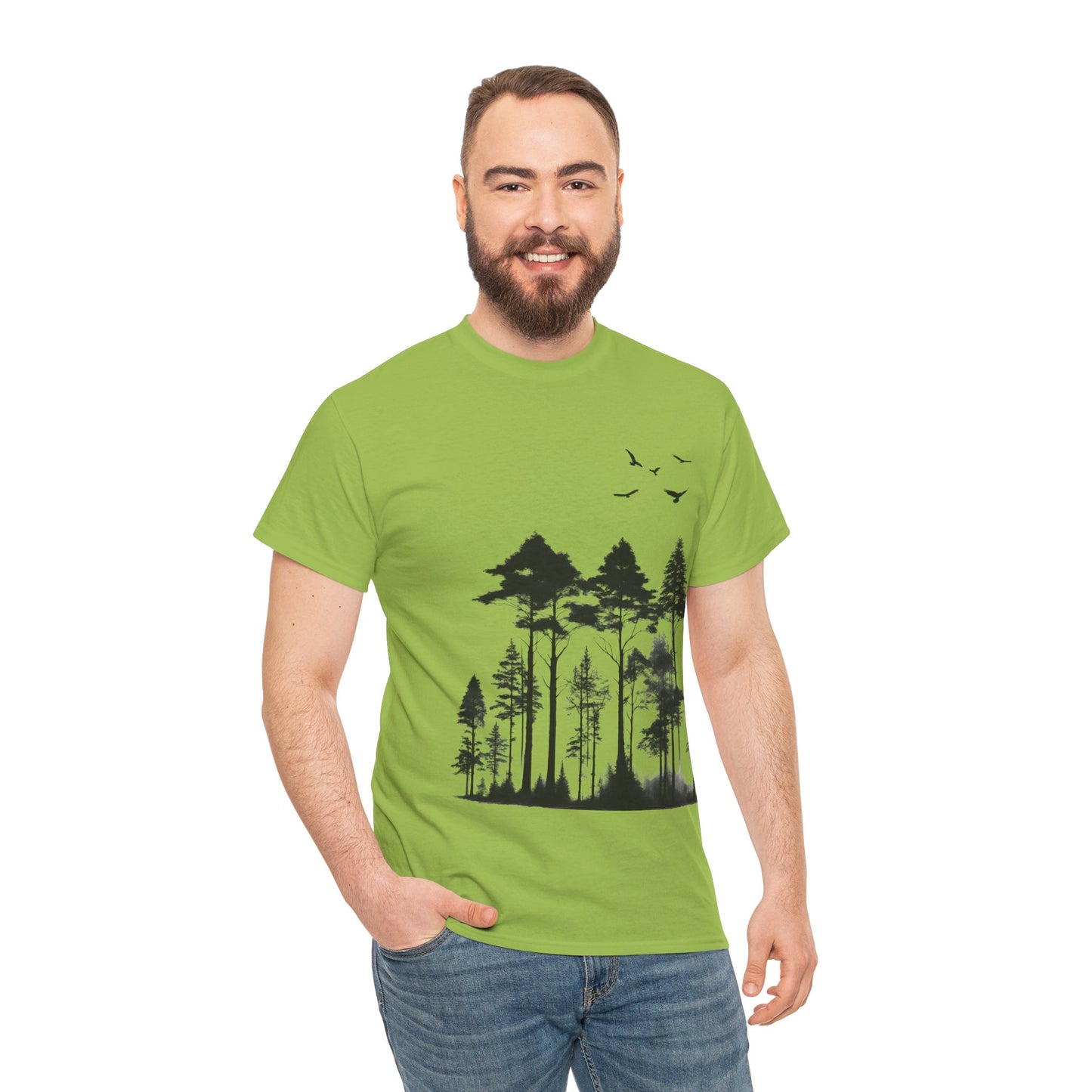 Camisa del bosque de pinos Camiseta unisex de algodón pesado Flashlander