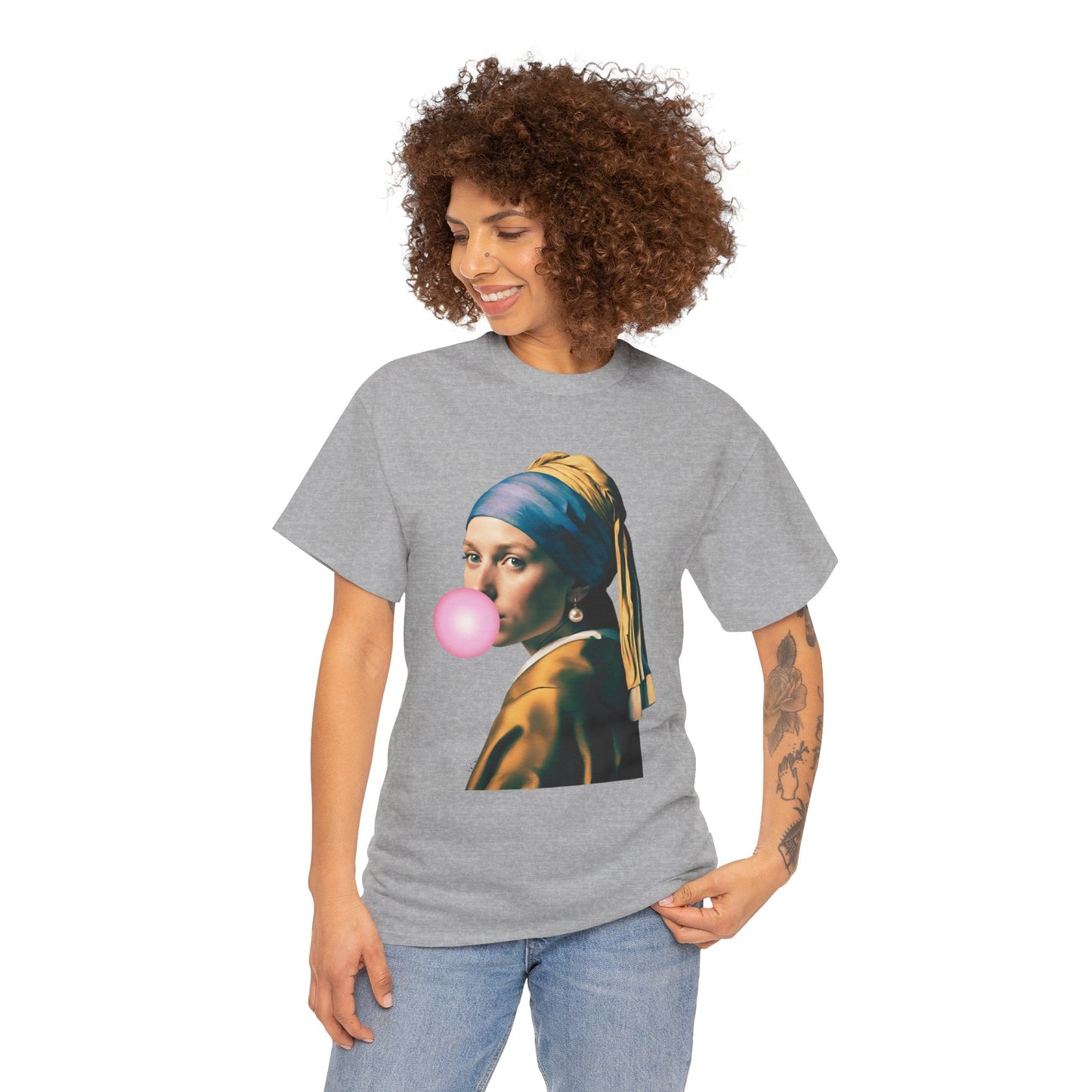 Bubble Gum Girl with a Pearl Earring Johannes Vermeer - Flashlander Gym Shirt